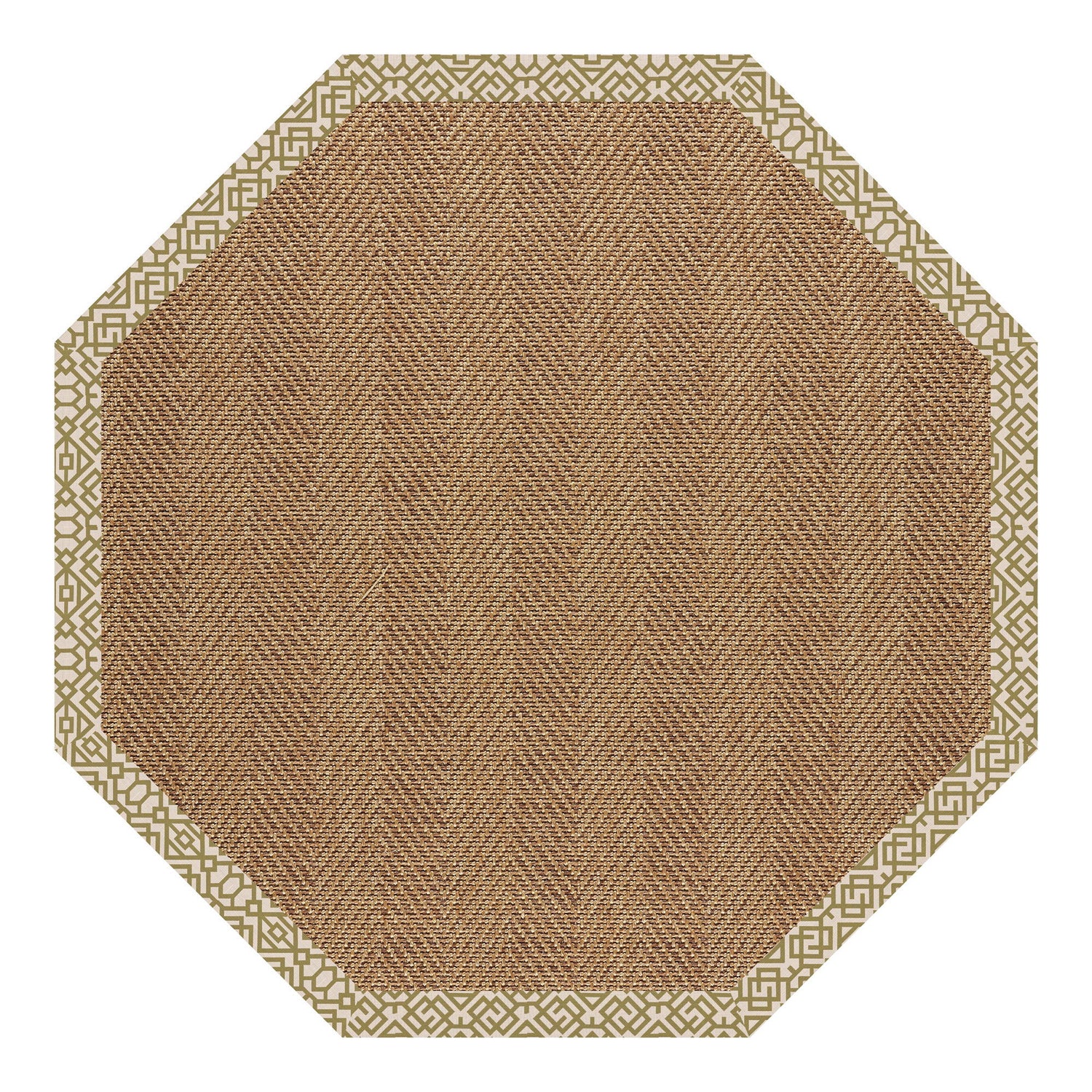 Islamorada-Herringbone - 7' 9" Indoor/Outdoor Bordered Rug - Lattice Pesto