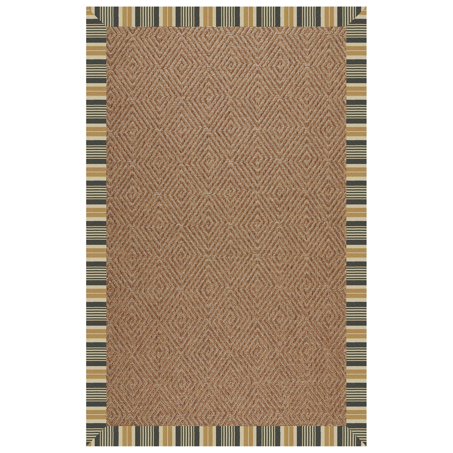 Islamorada-Diamond - 7' 9" x 10' Indoor/Outdoor Bordered Rug - Long Hill Ebony