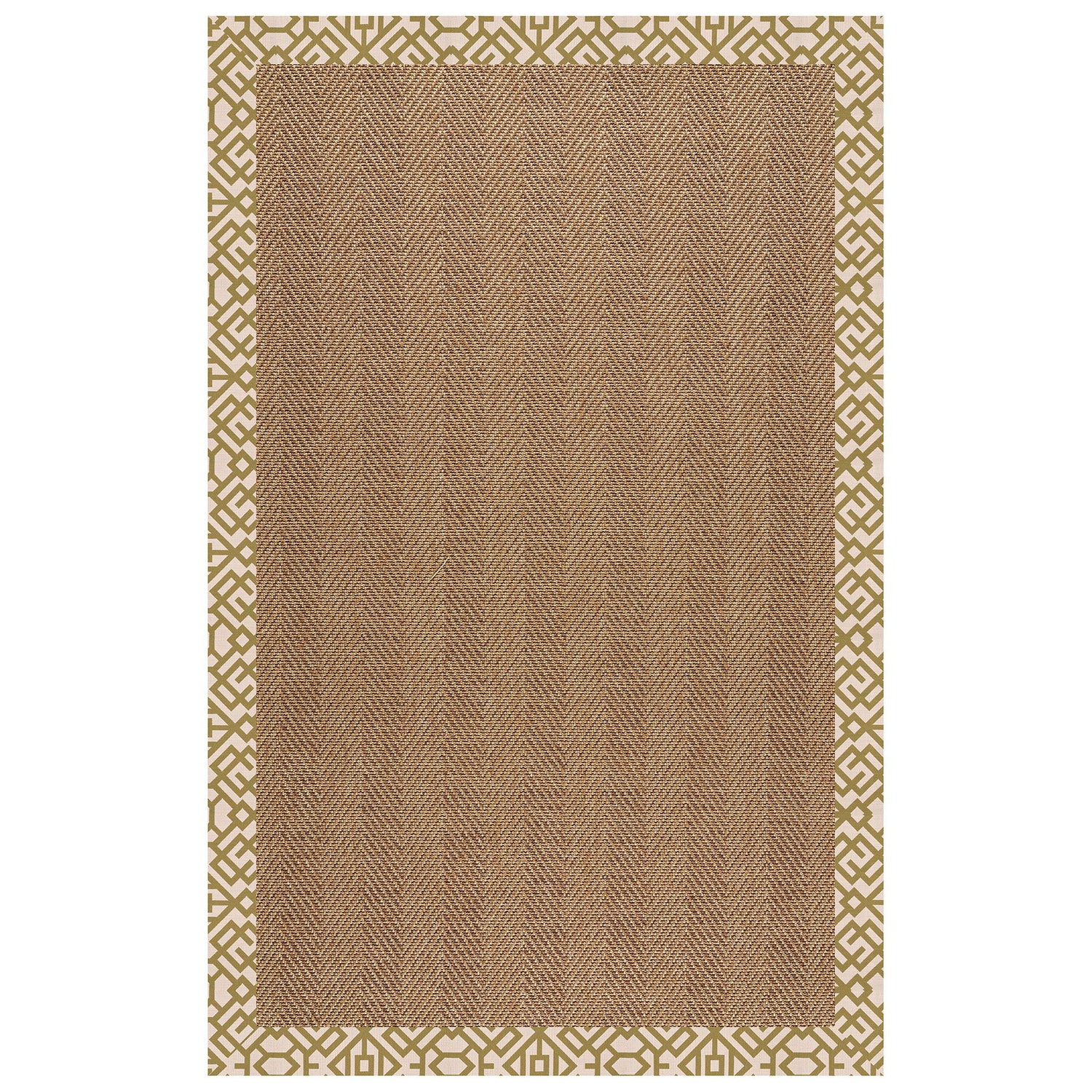 Islamorada-Herringbone - Indoor/Outdoor Bordered Rug - Lattice Pesto