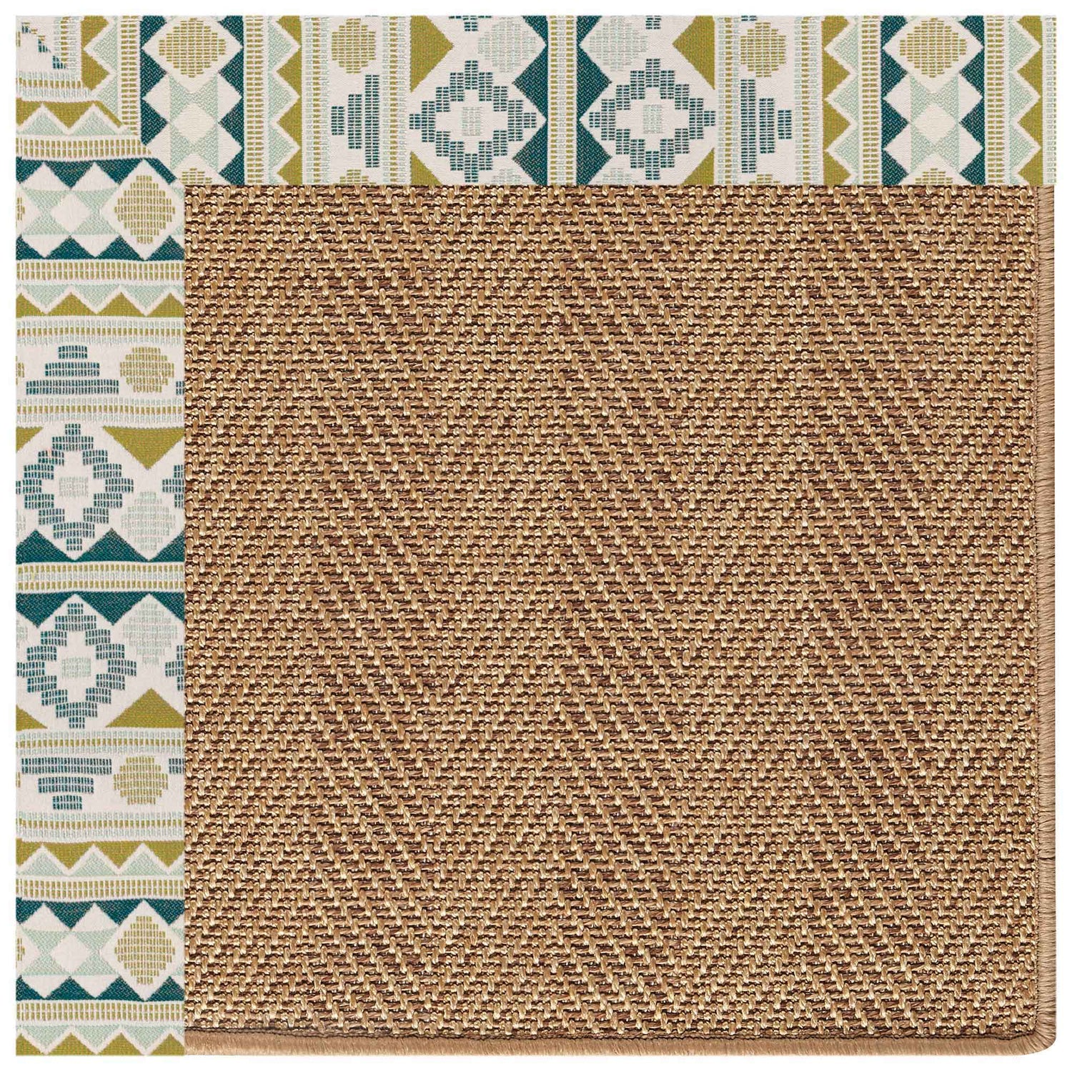 Islamorada-Herringbone - Indoor/Outdoor Bordered Rug - Inca Lime