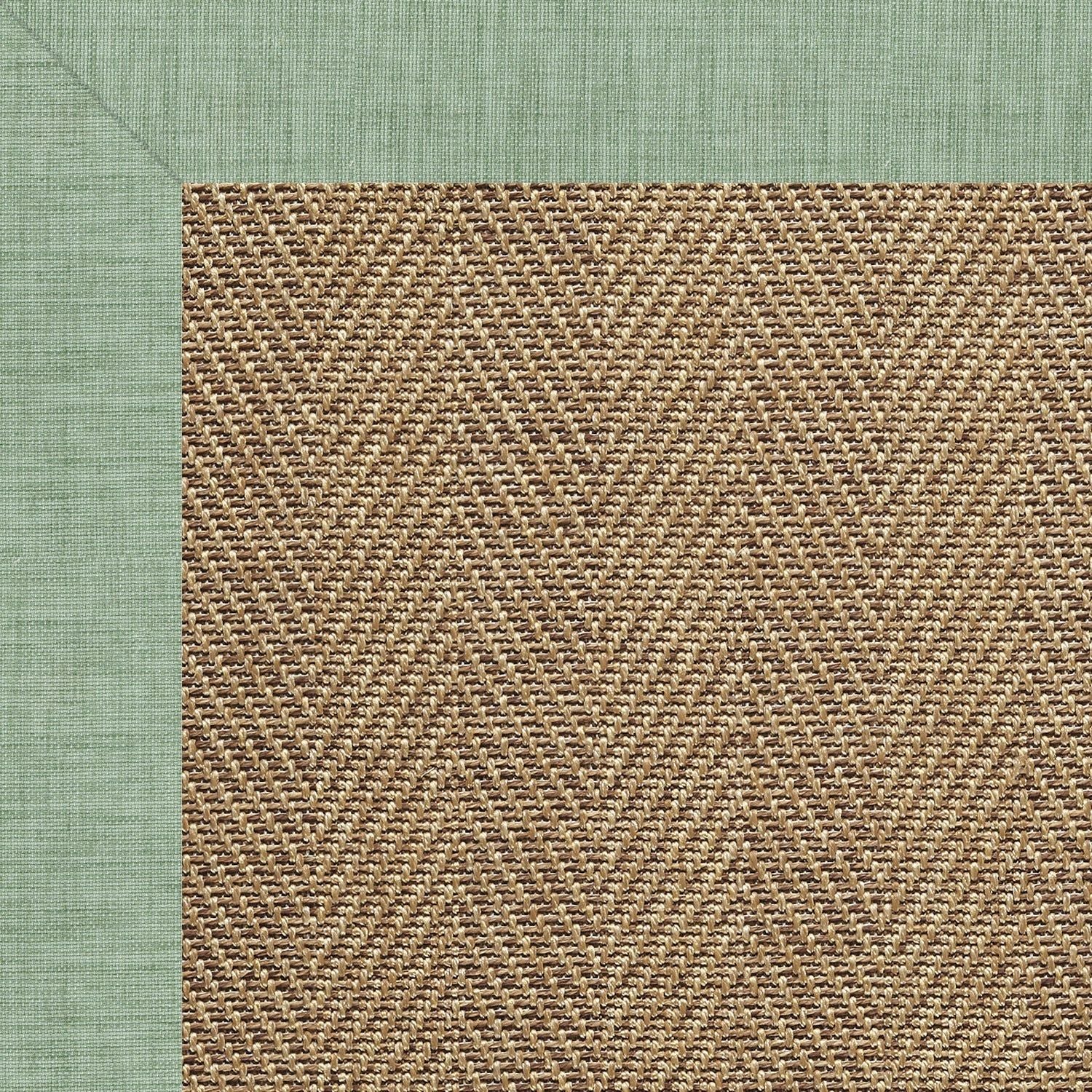 Islamorada-Herringbone - Indoor/Outdoor Bordered Rug - Rave Spearmint