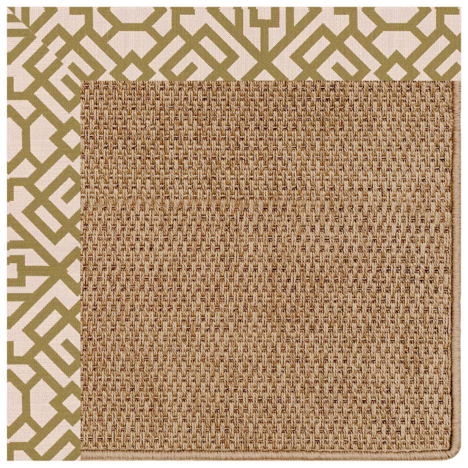 Islamorada-Basketweave - Indoor/Outdoor Bordered Rug - Lattice Pesto