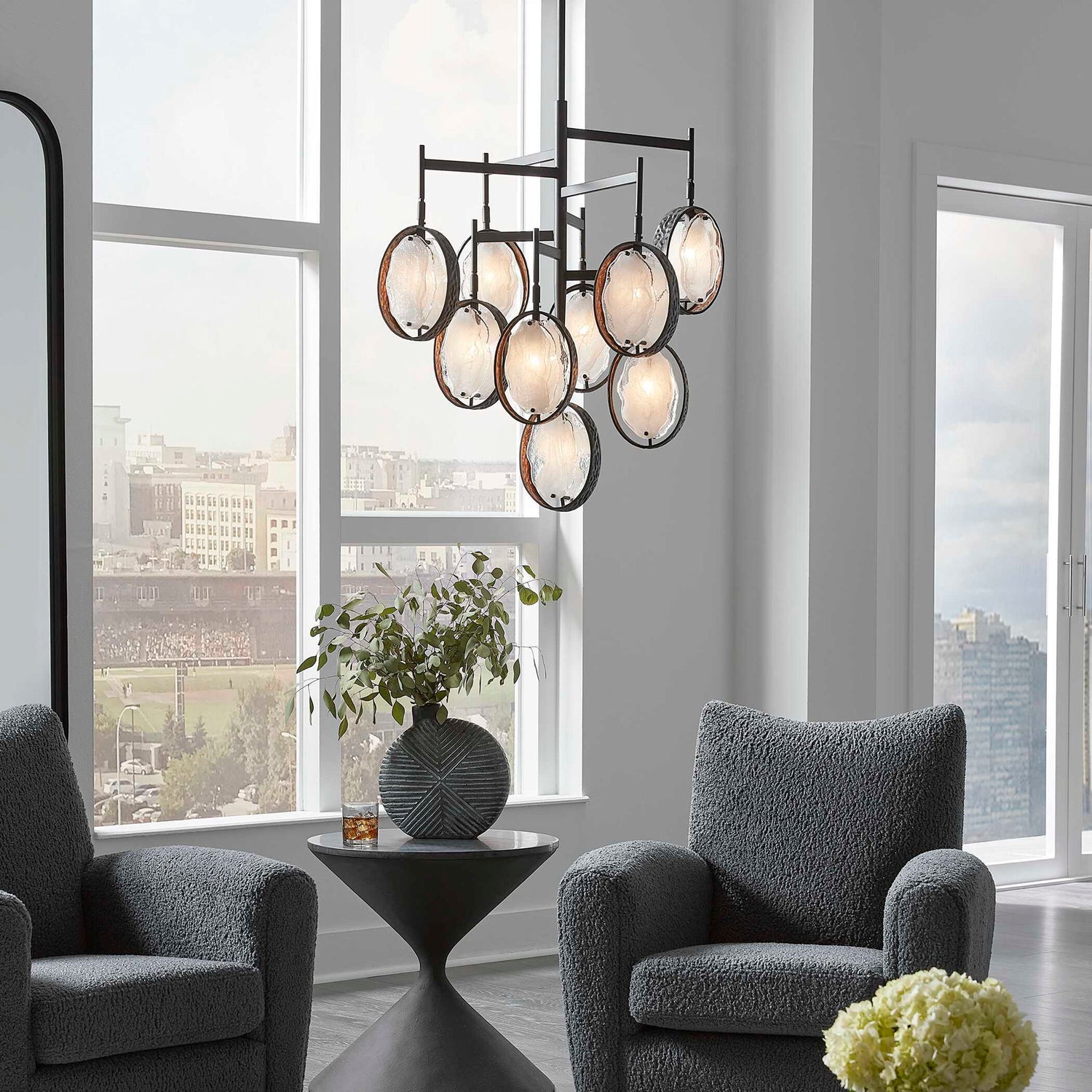 Maxin - 9 Light Chandelier - Dark Bronze