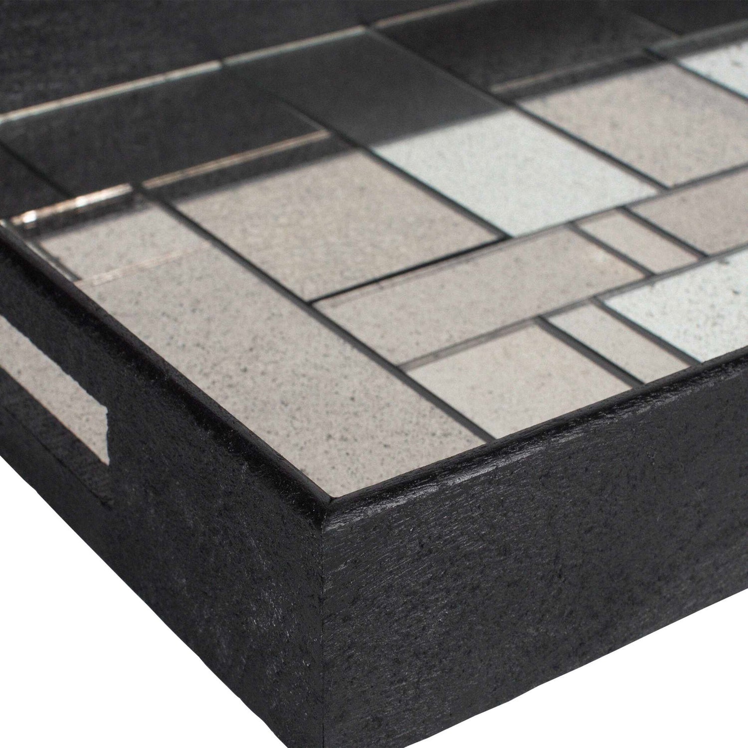 Modern - Mosaic Antique Mirrored Tray - Black