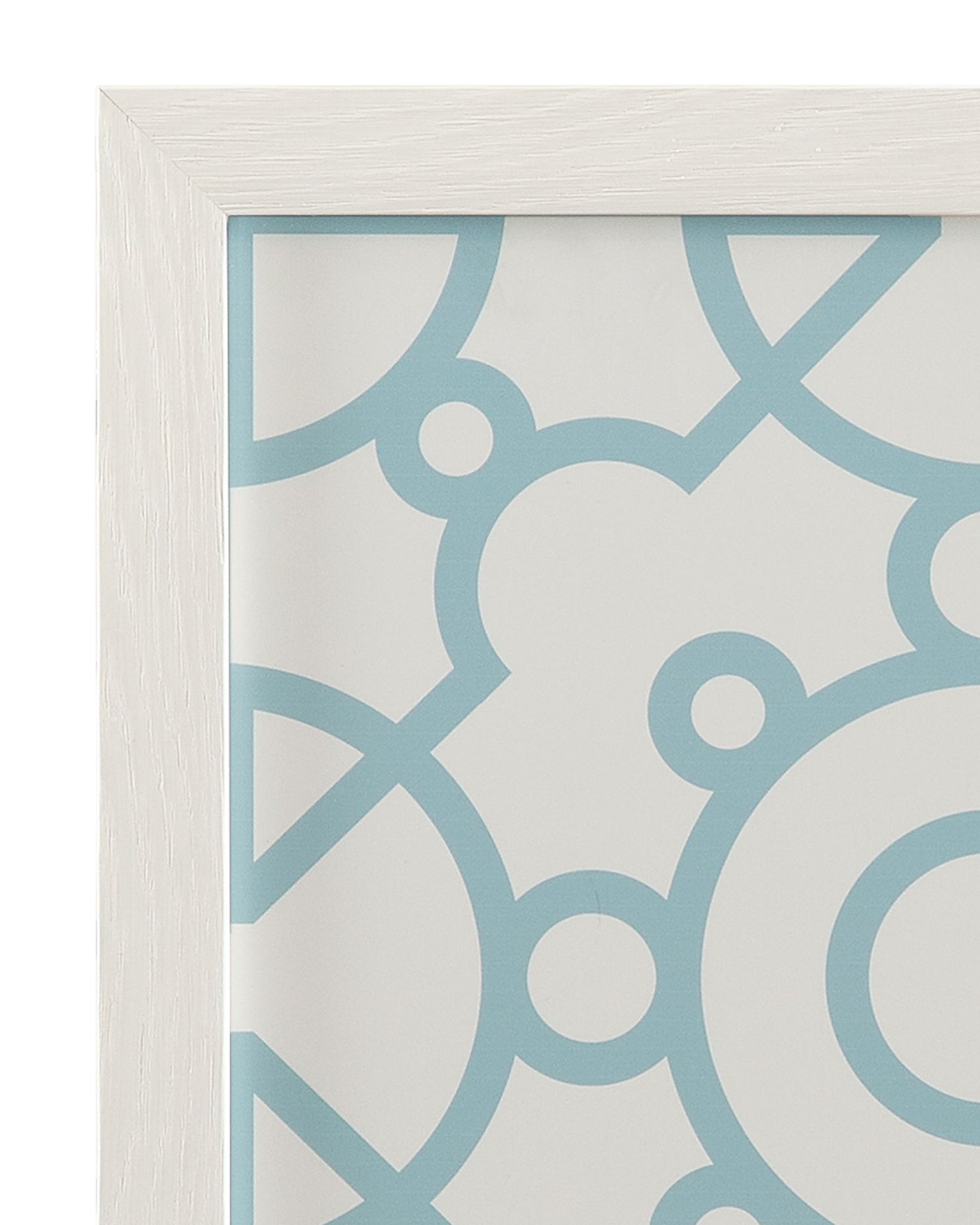 Tile Motif III Framed Print - White / Light Blue