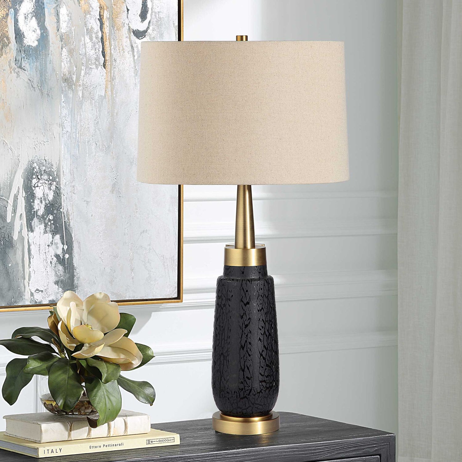 Spyglass - Wood Grain Table Lamp - Black