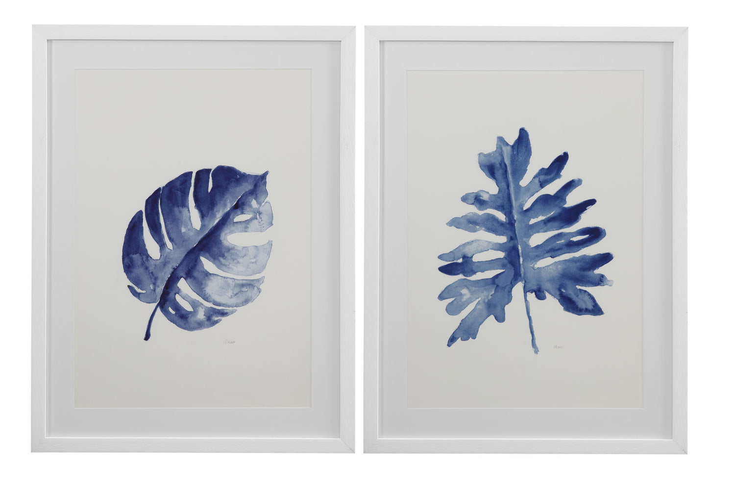 Indigo Leaves Framed Print (Set of 2) - Blue