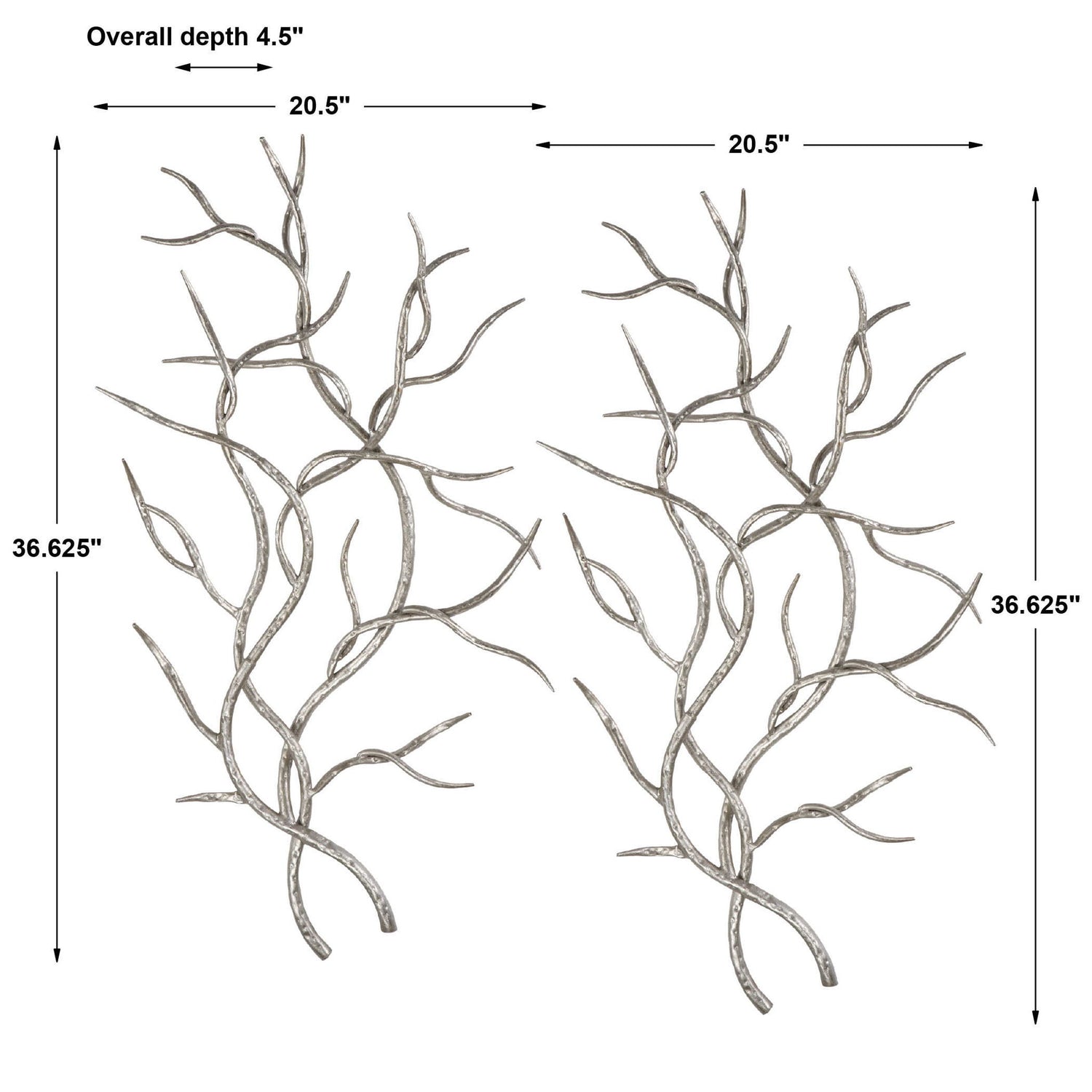 Silver Branches - Wall Art (Set of 2) - Pearl Silver