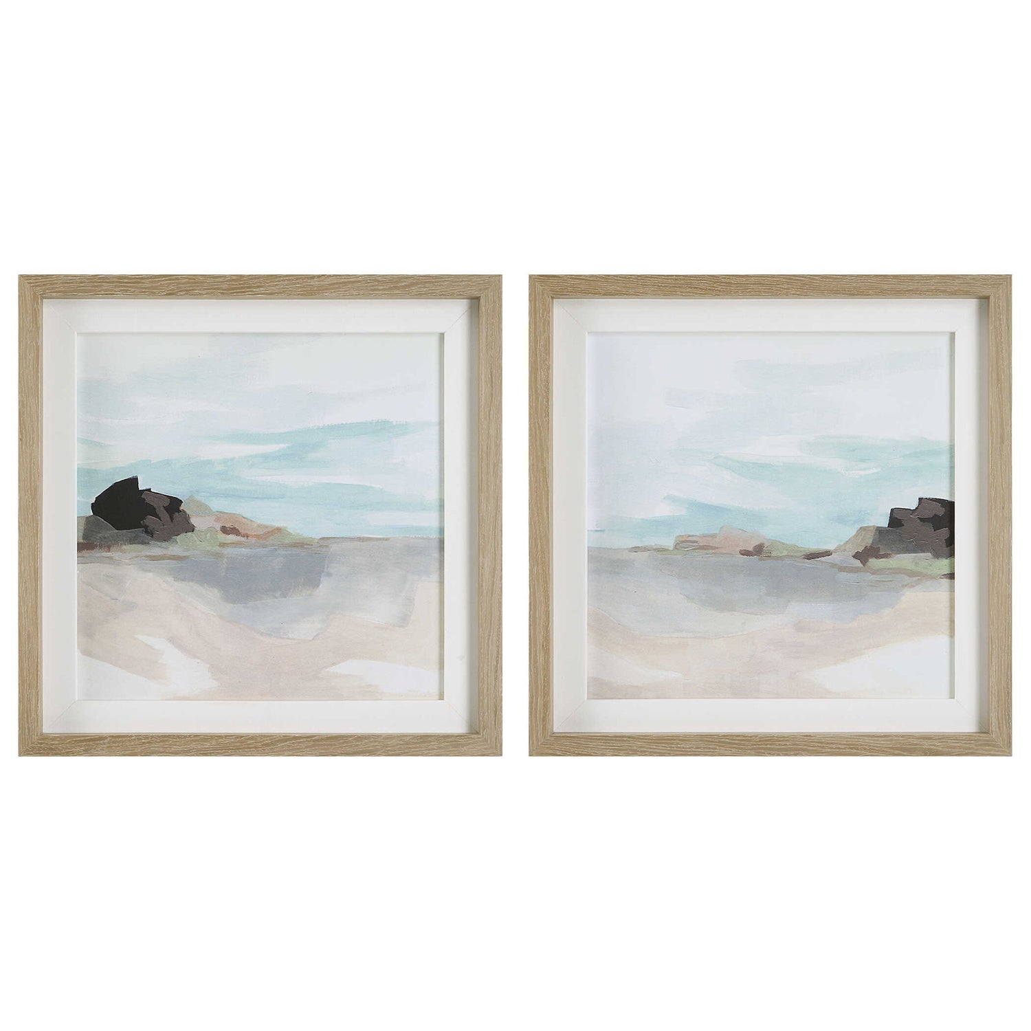 Glacial Coast - Framed Prints (Set of 2) - Light Brown