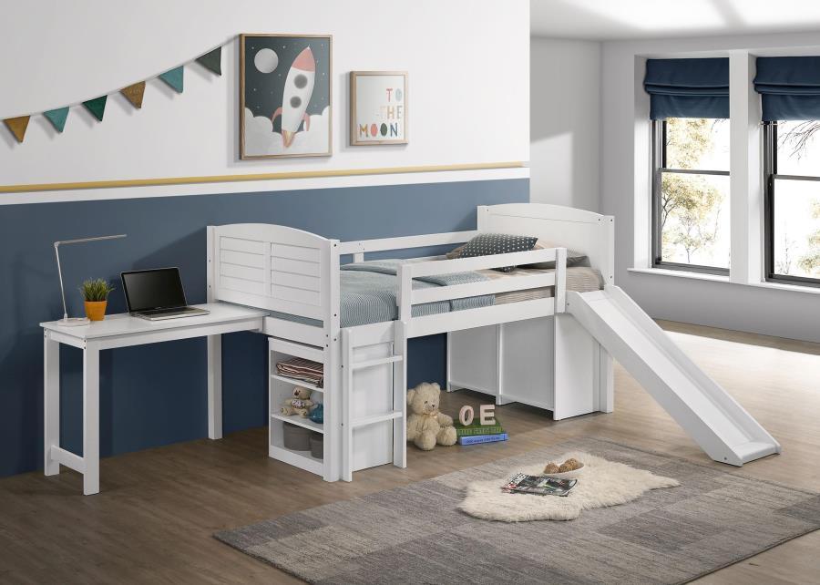 Millie - Twin Workstation Loft Bed With 7" Mattress - White