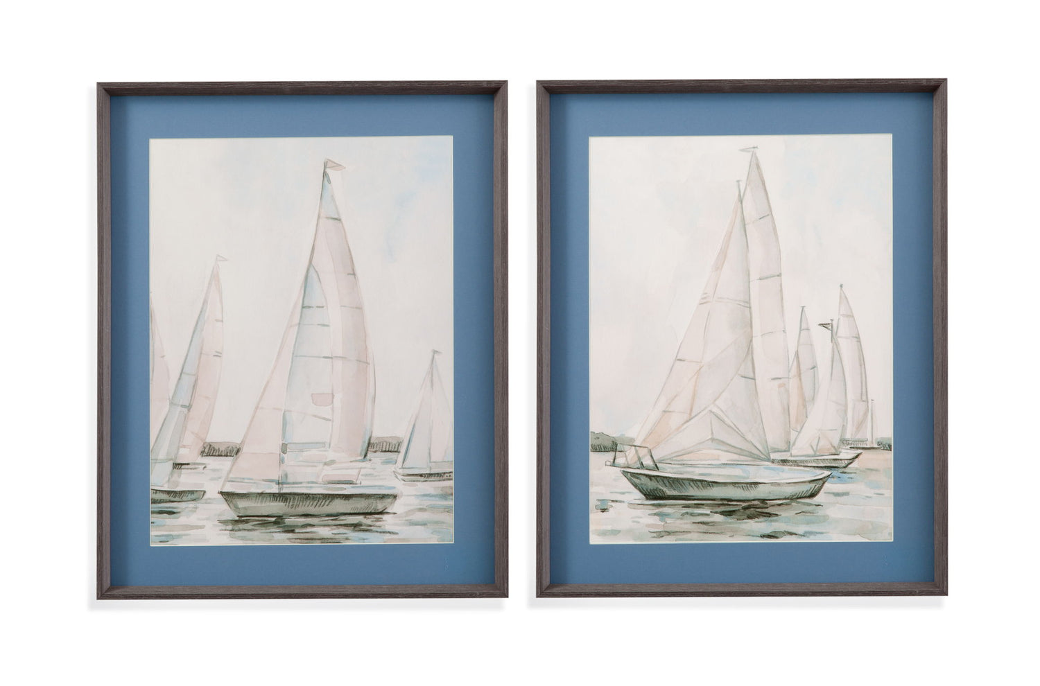 Sail Scribble Framed Print (Set of 2) - Blue