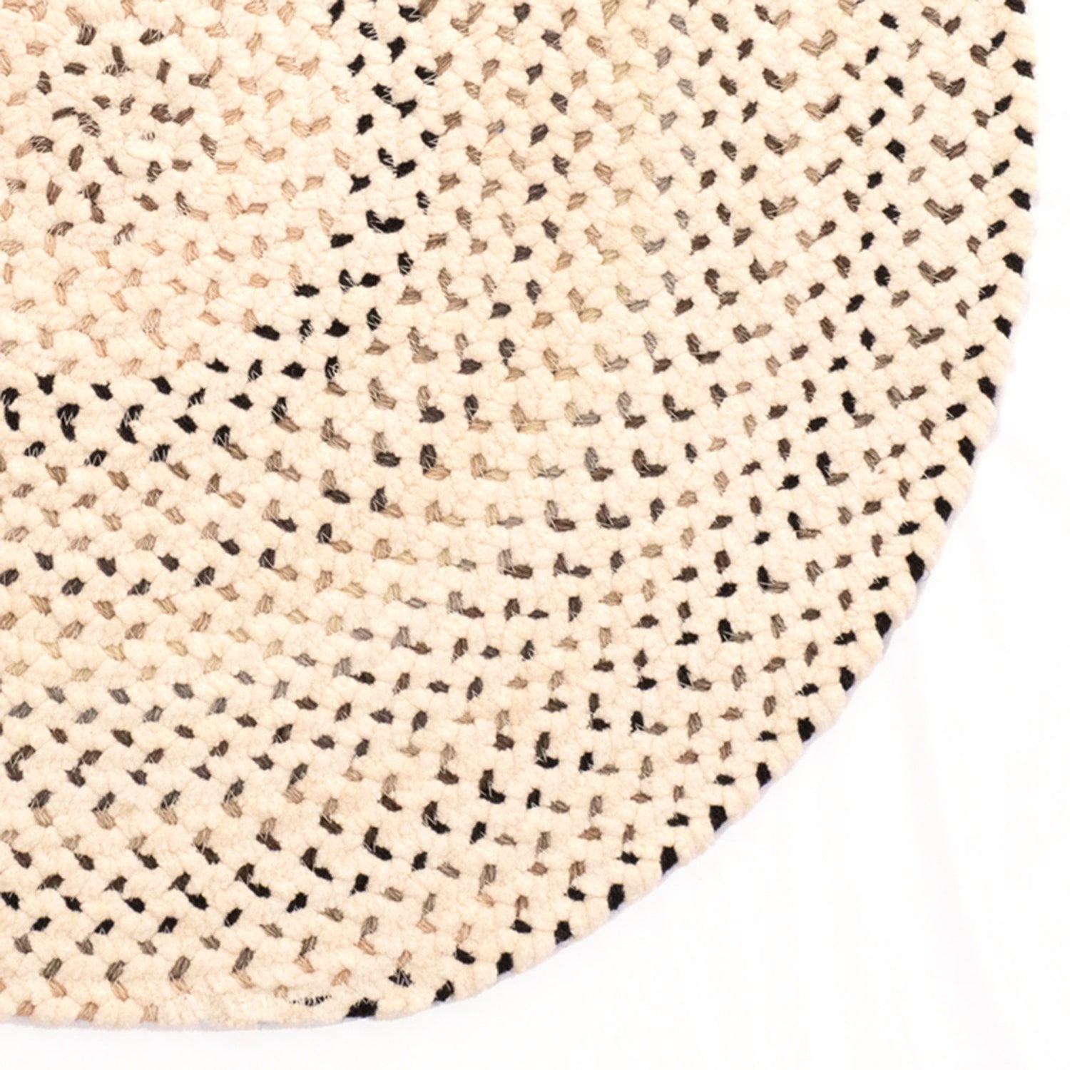 Dramatic Static - Round Braided Rug - Foggy Day