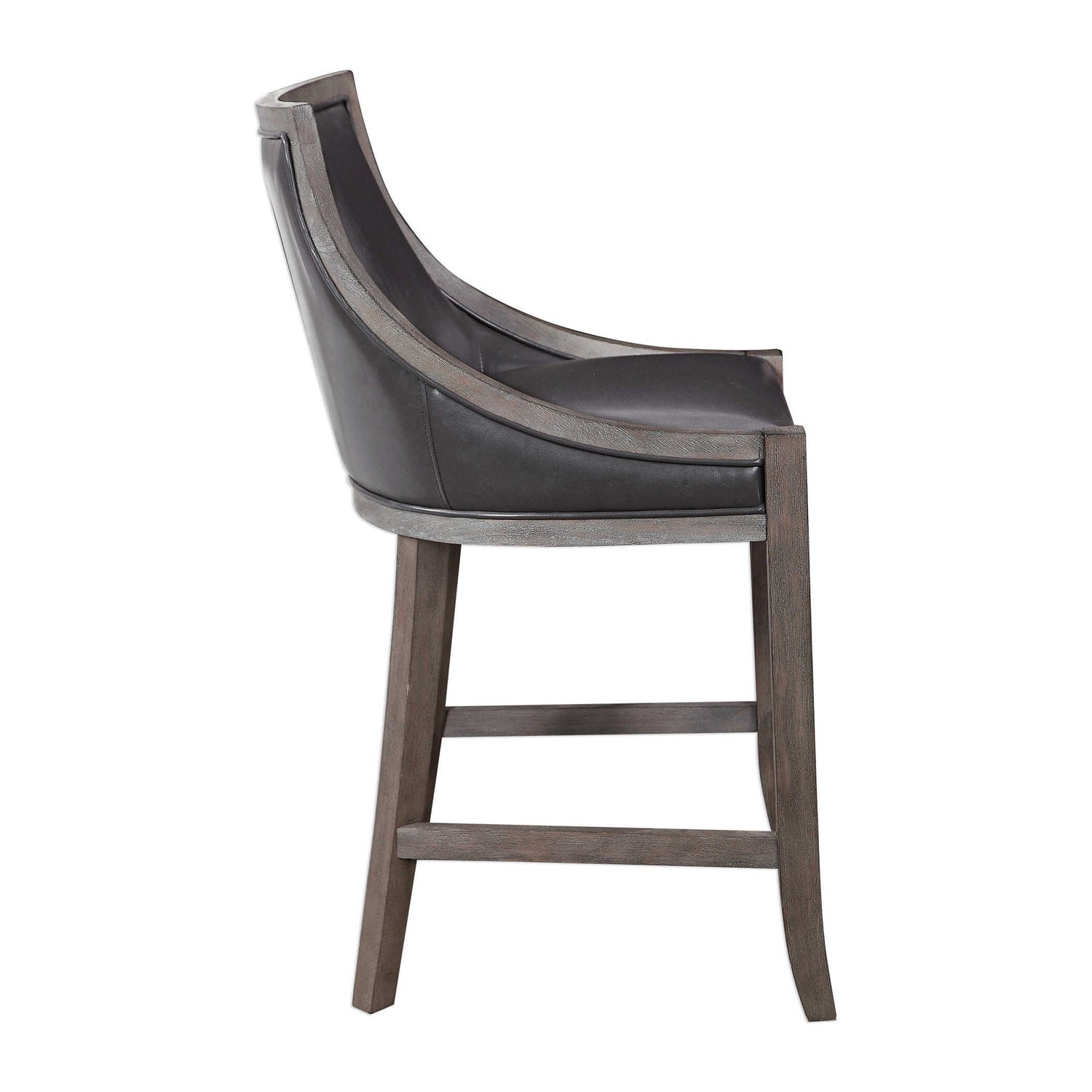 Elowen - Leather Counter Stool - Black