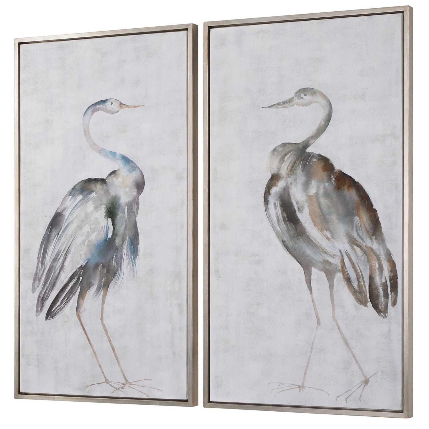 Summer Birds - Framed Art (Set of 2) - Pearl Silver