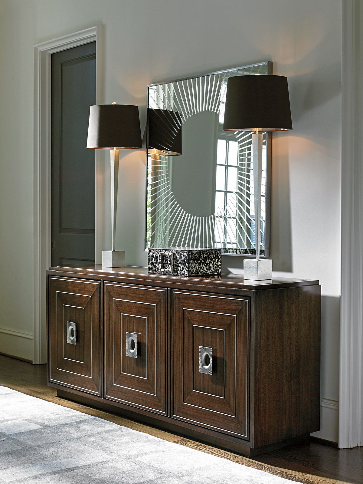 Macarthur Park - Calliope Square Sunburst Mirror - Gray