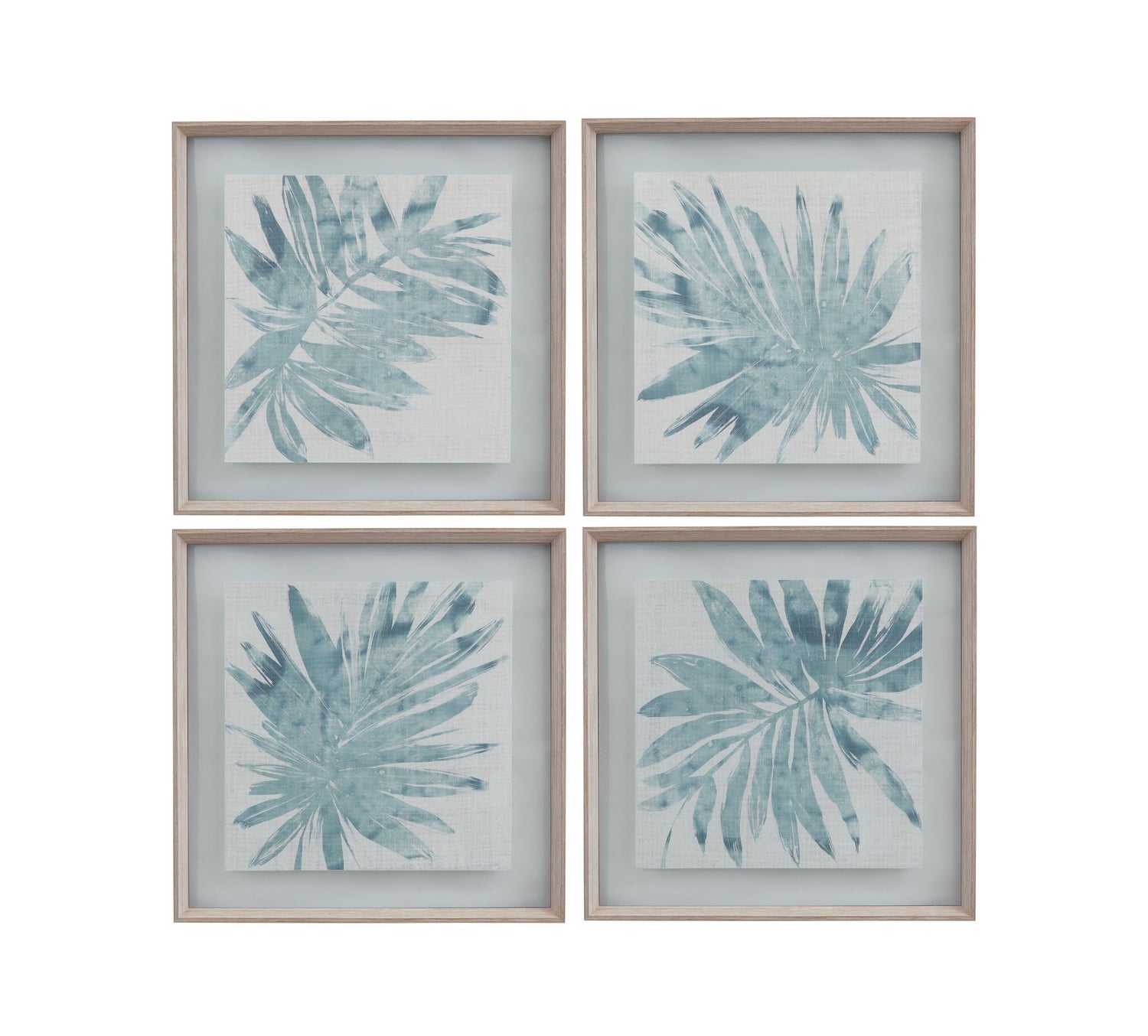 Burlap Ocean Palm I Framed Print - Light Blue