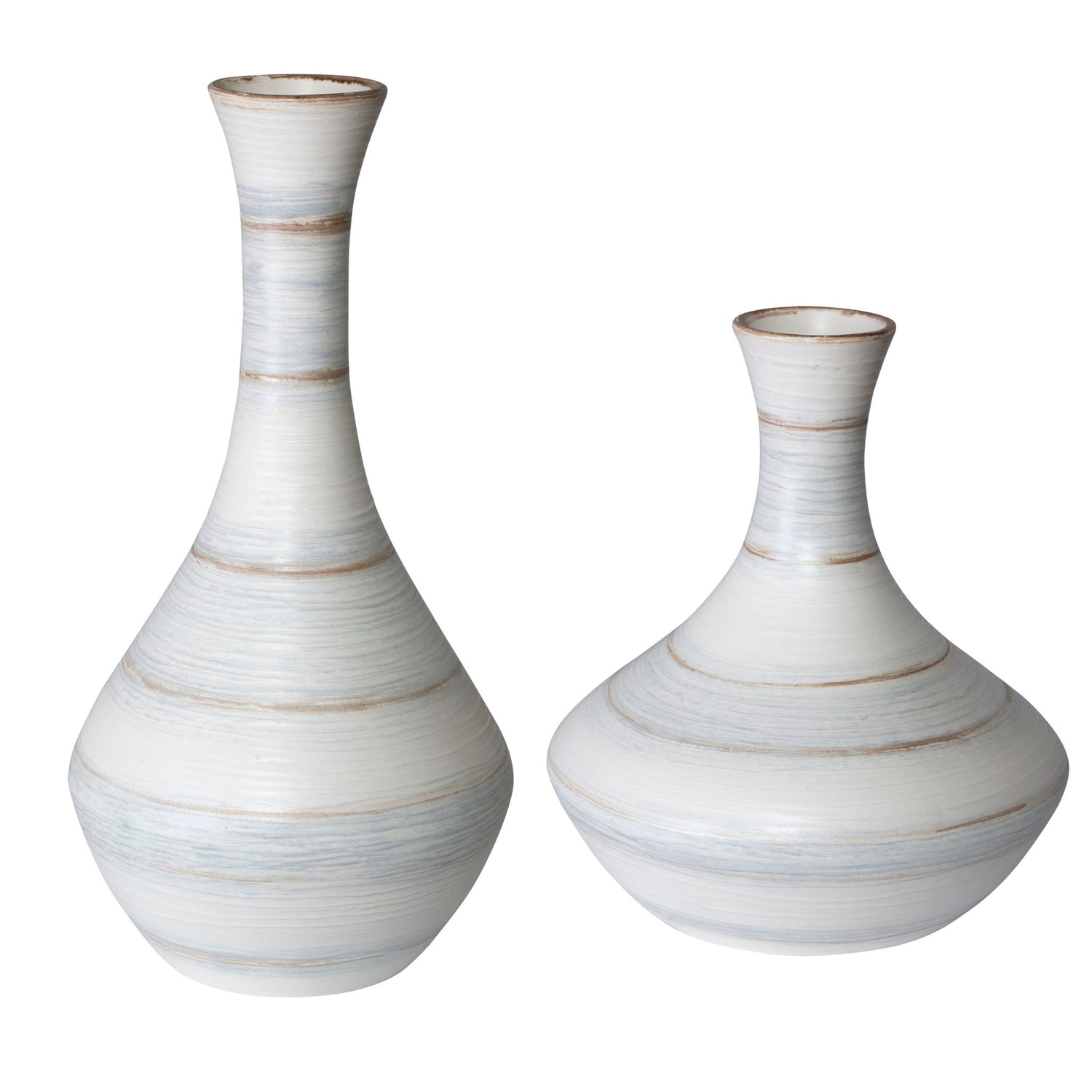 Potter - Fluted Striped Vases (Set of 2) - Light Blue
