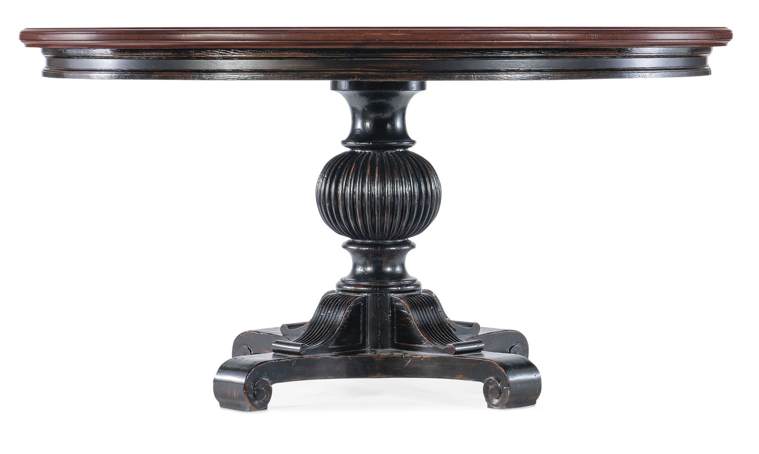 Charleston - Round Pedestal Dining Table With 1-20in leaf - Dark Brown