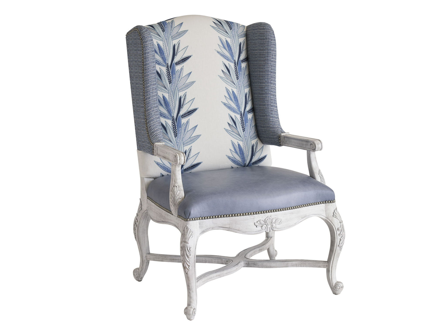 Barclay Butera Upholstery - Patras Leather Chair - Blue / White