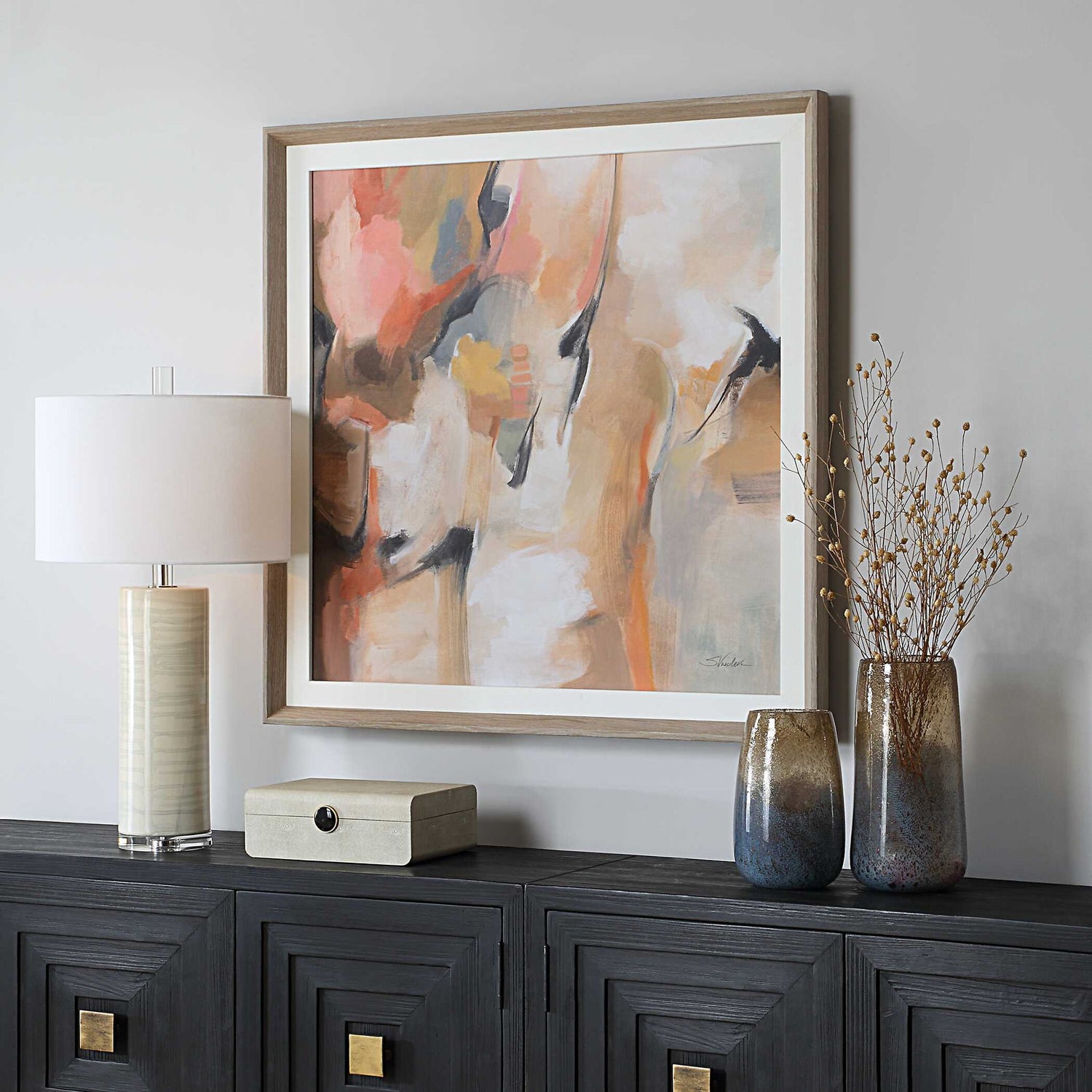 Uphill - Framed Abstract Print - Light Brown