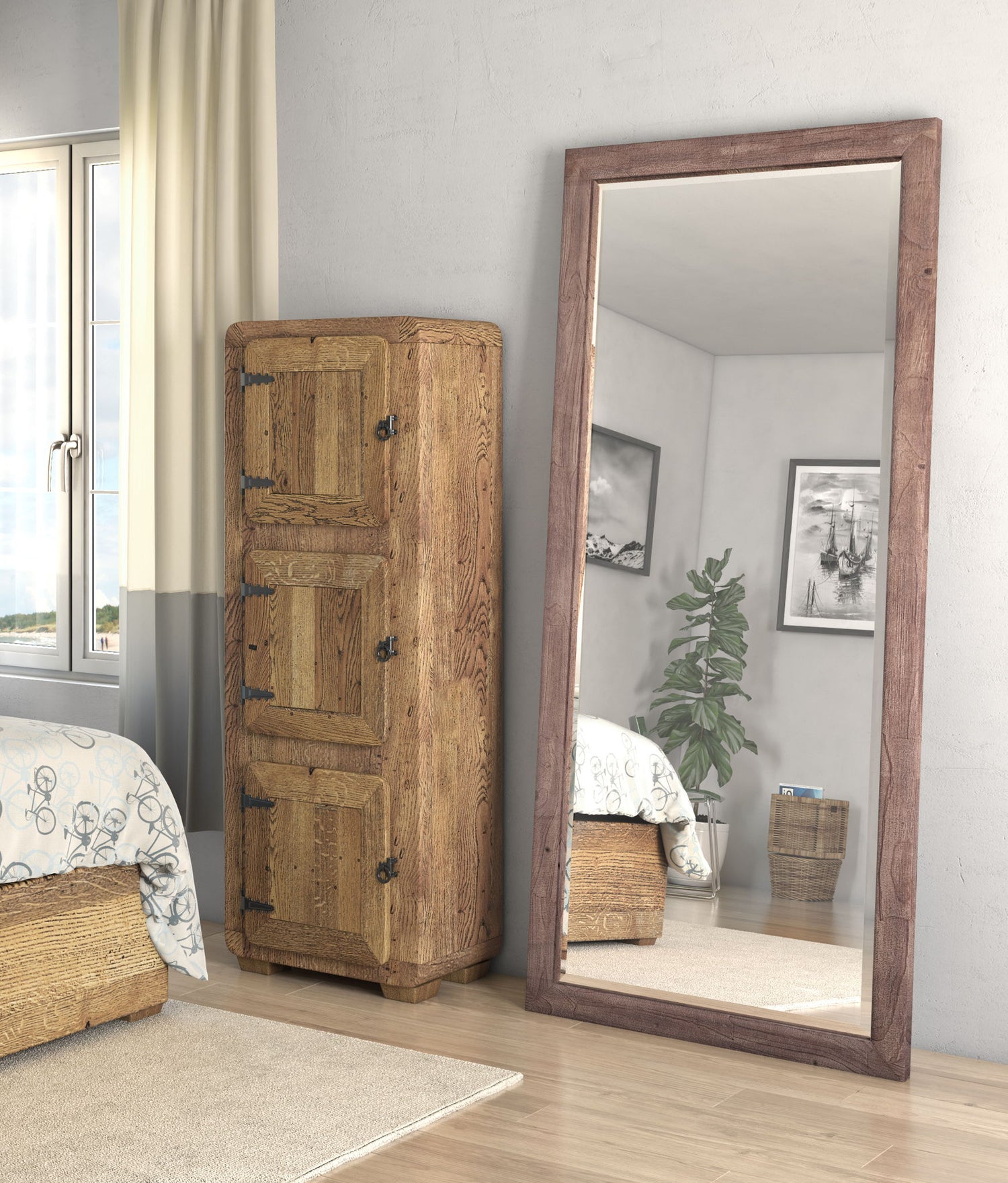 Levine - Floor Mirror - Brown