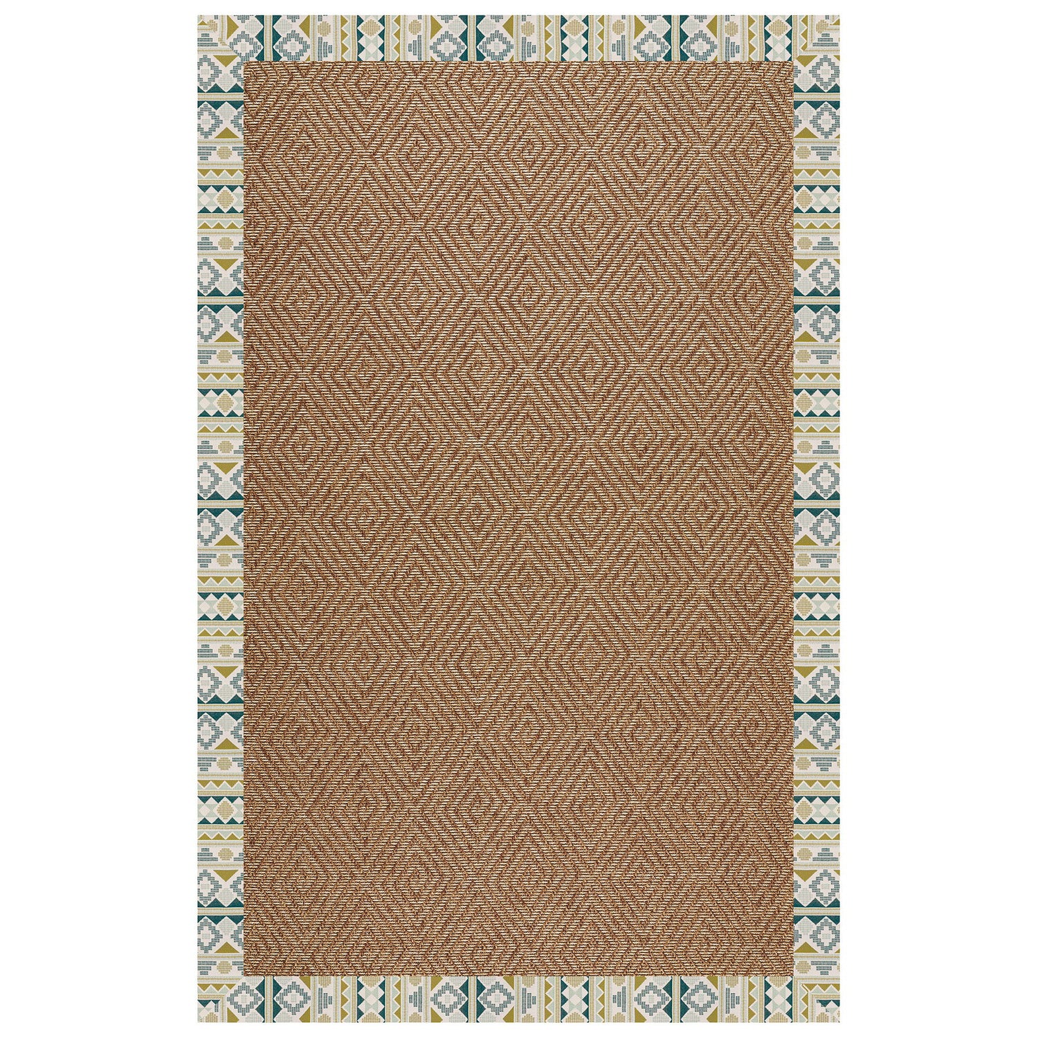 Islamorada-Diamond - Indoor/Outdoor Bordered Rug - Inca Lime