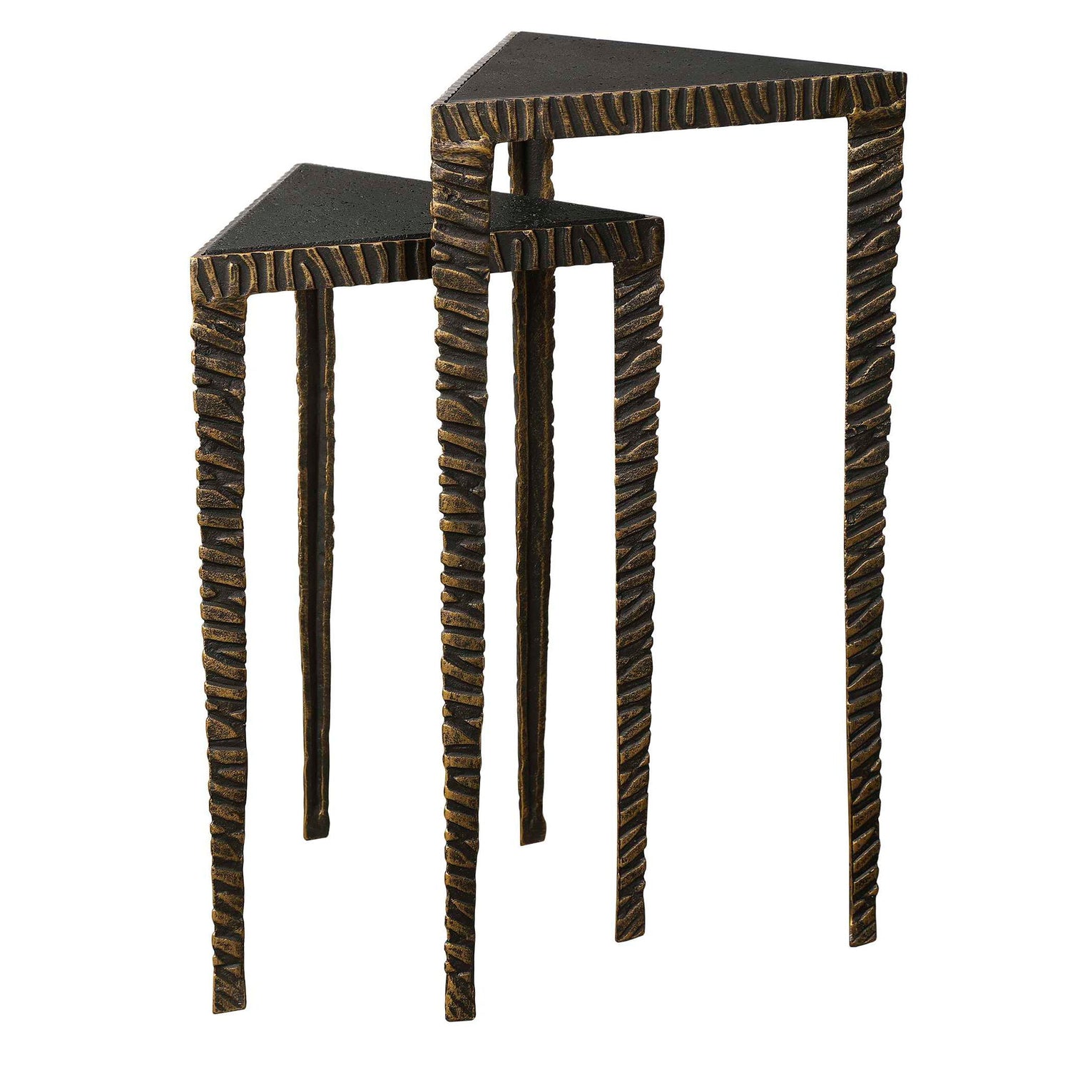 Samiria - Triangular Accent Tables (Set of 2) - Black & Dark Brown