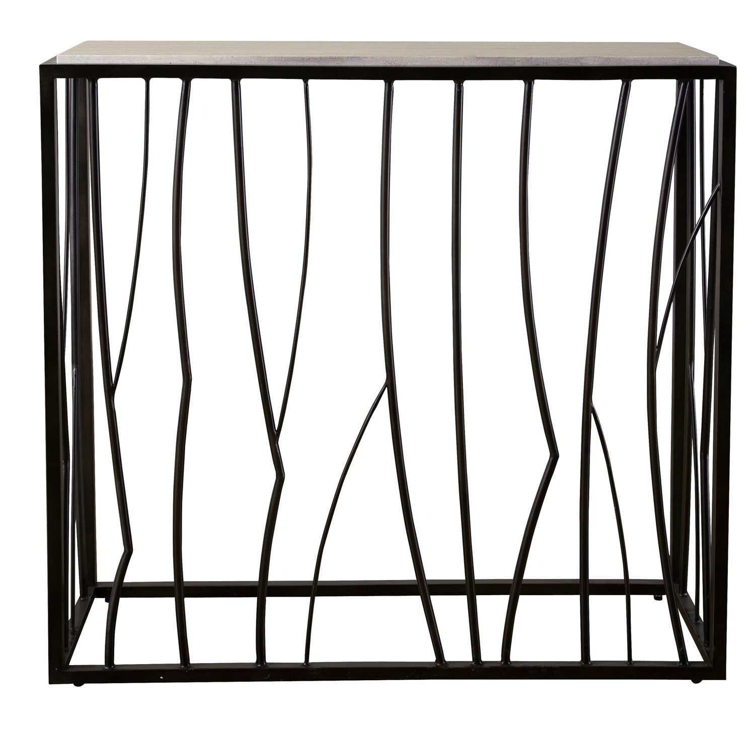 Reed - Travertine Console Table - Black & Light Brown