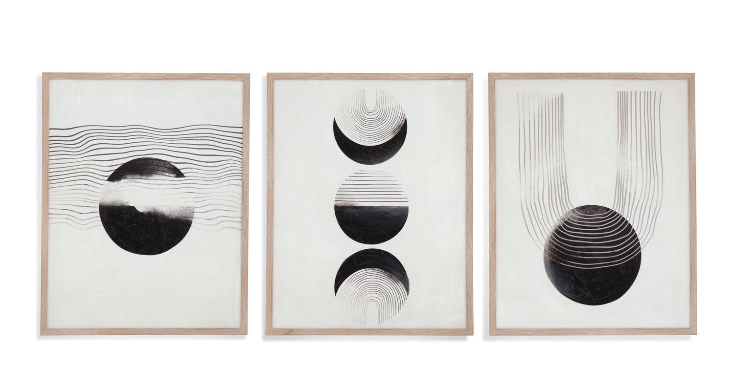 Phases Canvas Art (Set of 3) - Black