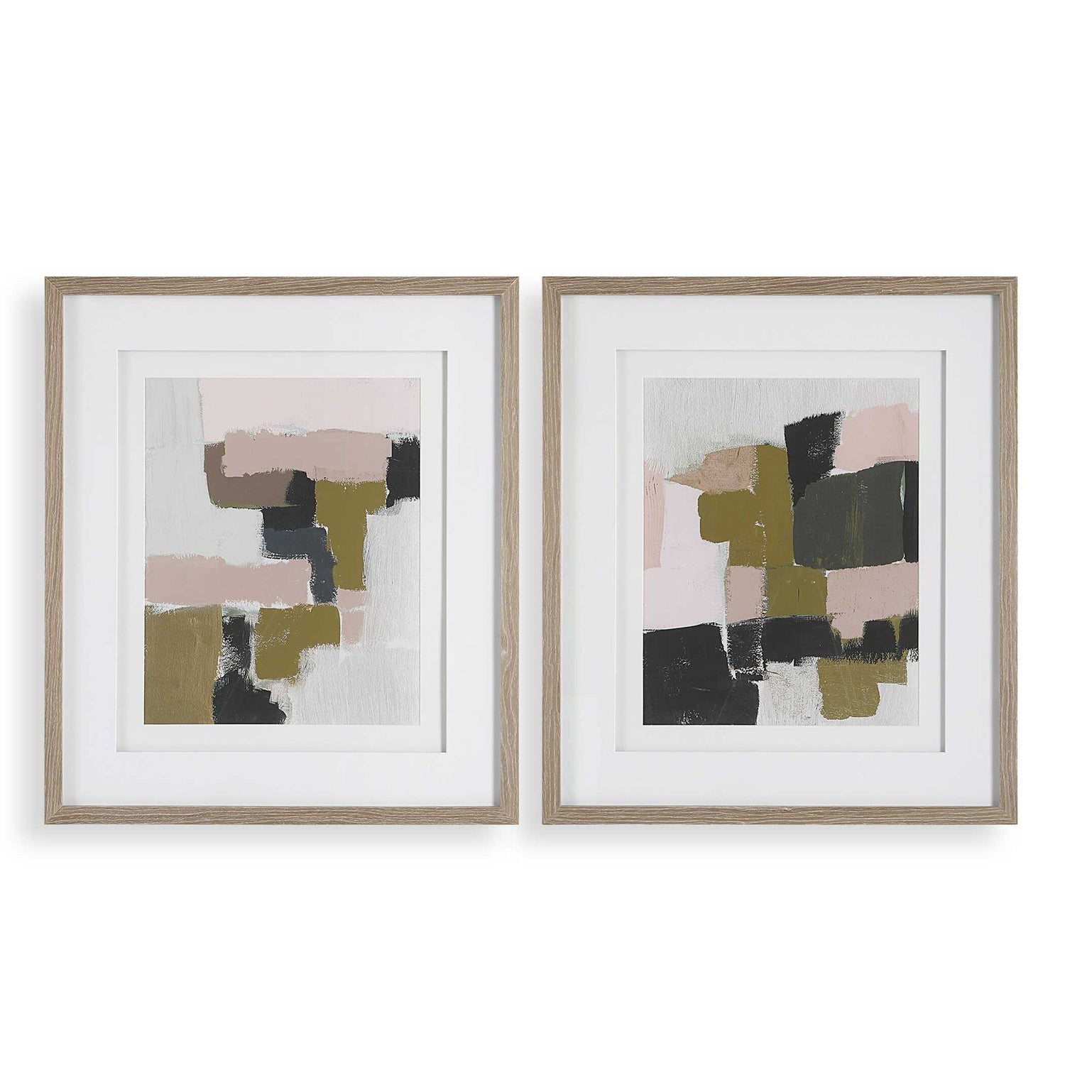 Color Block - Framed Prints (Set of 2) - Light Brown