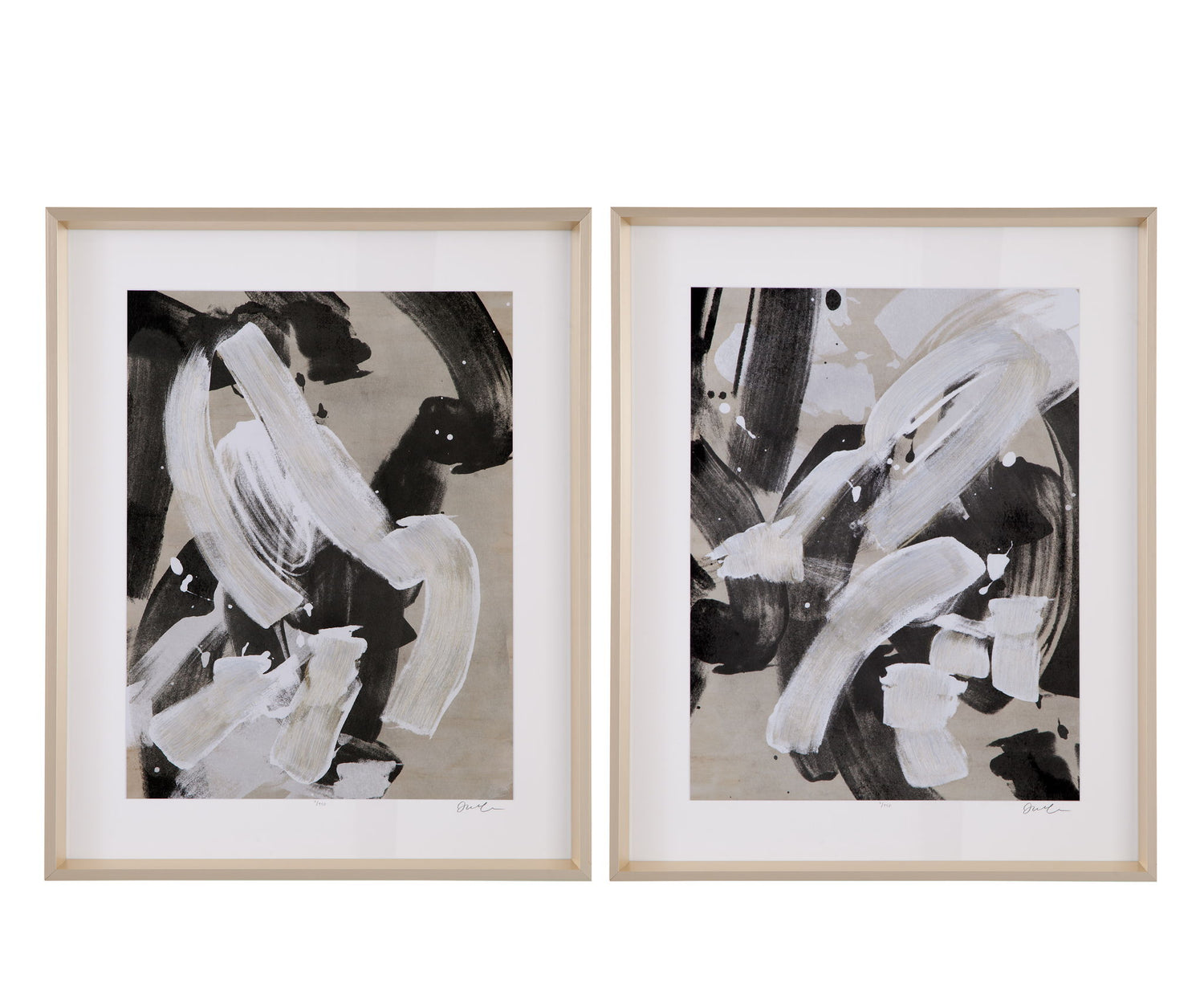 Ink Wash Gesture I Framed Print - Beige / Black