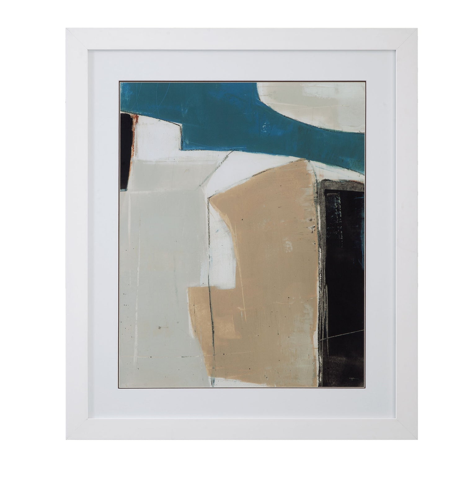 Layers I Framed Print - Light Brown / Blue
