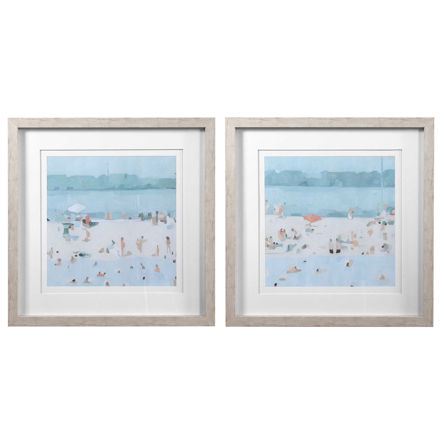Sea Glass Sandbar - Framed Prints (Set of 2) - Light Blue