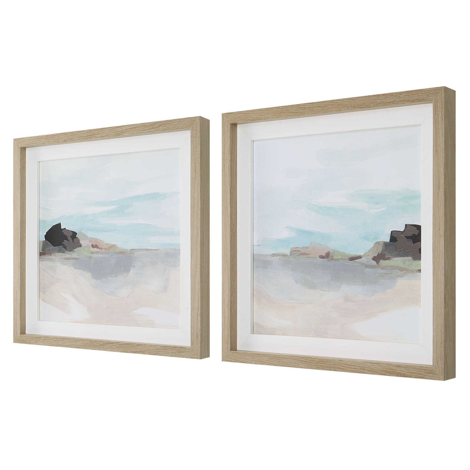 Glacial Coast - Framed Prints (Set of 2) - Light Brown
