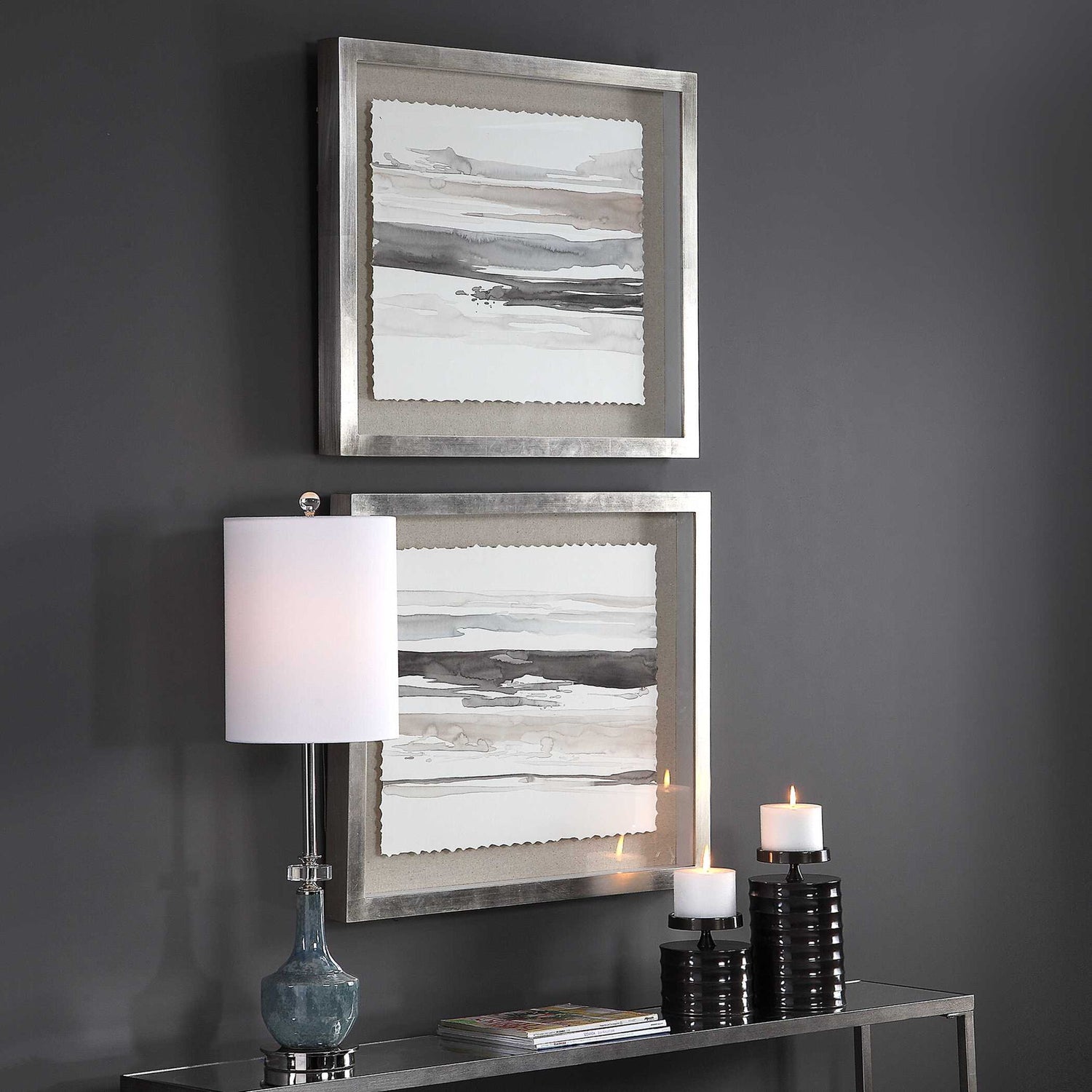 Neutral - Landscape Framed Prints (Set of 2) - Pearl Silver