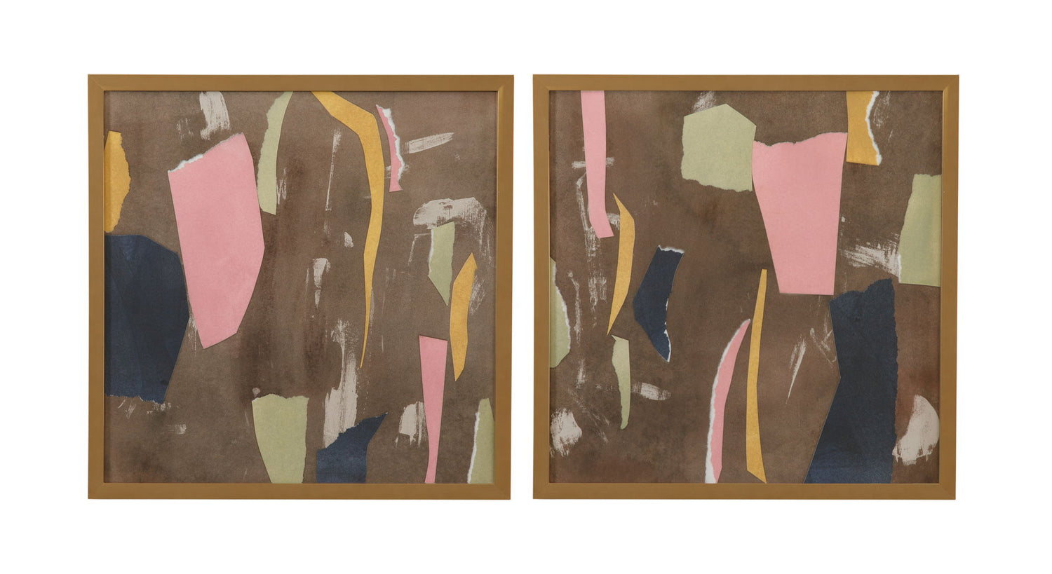 Plaster Peel Framed Print (Set of 2) - Dark Brown