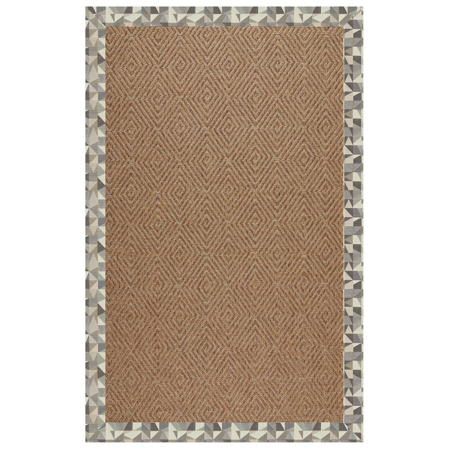 Islamorada-Diamond - Indoor/Outdoor Bordered Rug - Geo Bronze