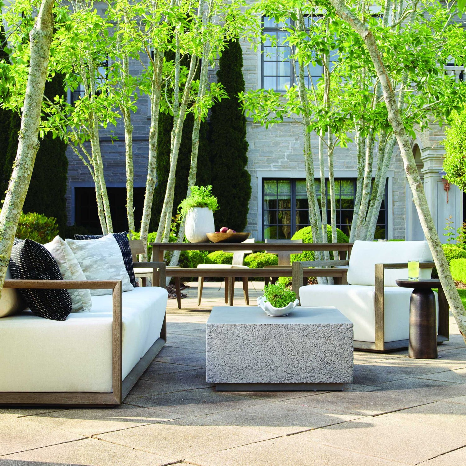 Remsen - Outdoor Sofa - White / Brown