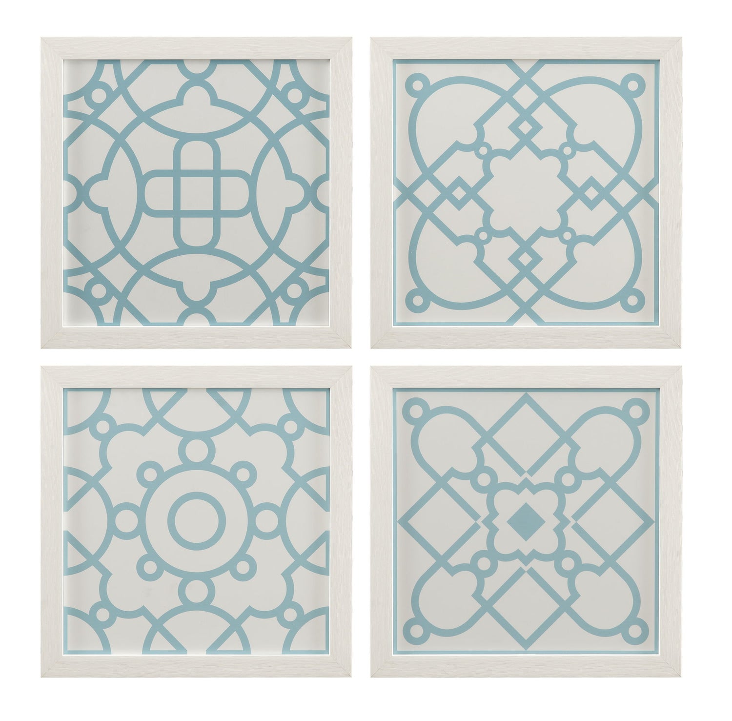 Tile Motif Framed Print (Set of 4) - Light Blue