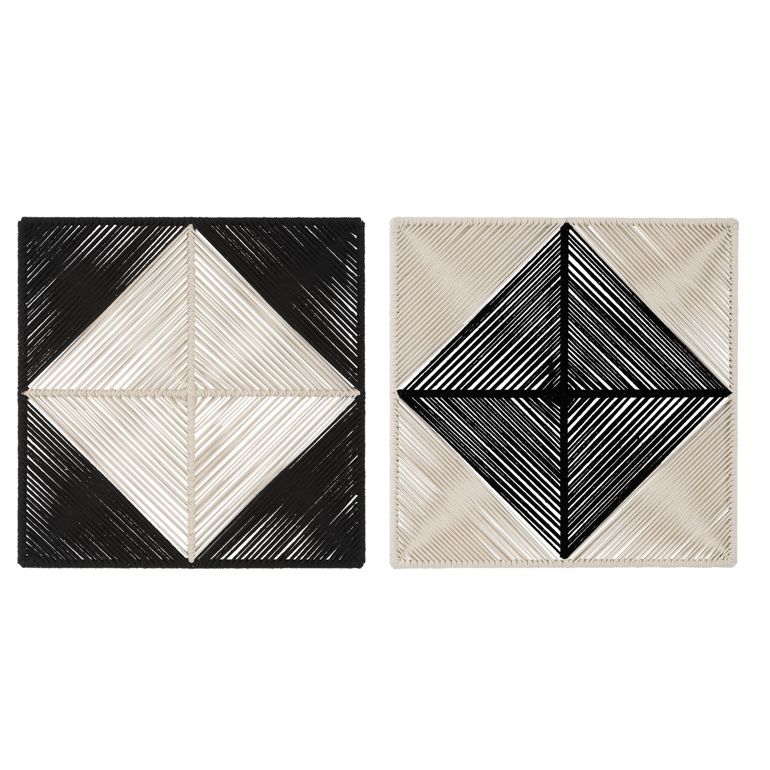 Seeing Double - Rope Wall Squares (Set of 2) - Beige & Black