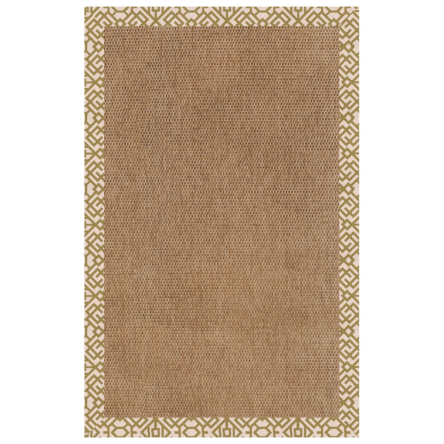 Islamorada-Basketweave - Indoor/Outdoor Bordered Rug - Lattice Pesto