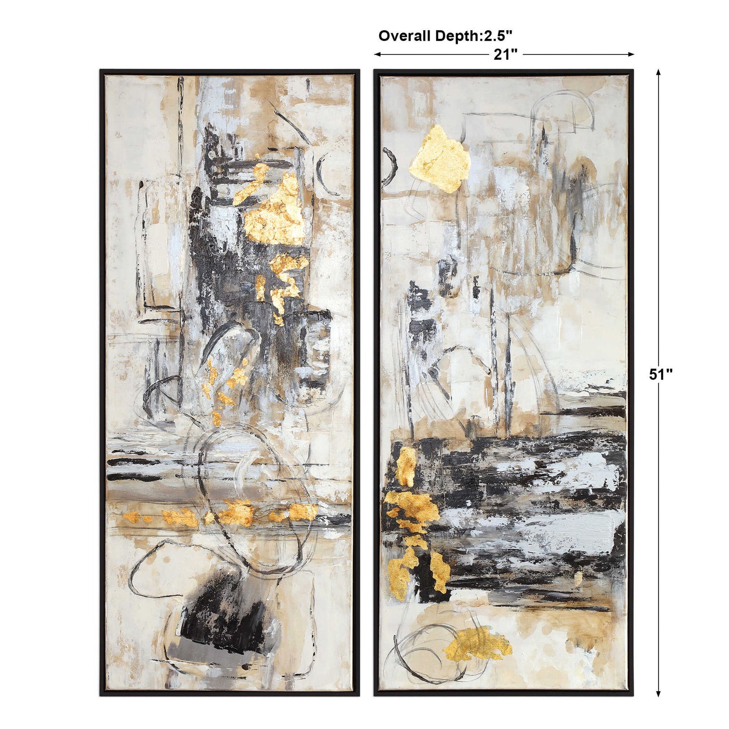Life Scenes - Abstract Art (Set of 2) - Beige