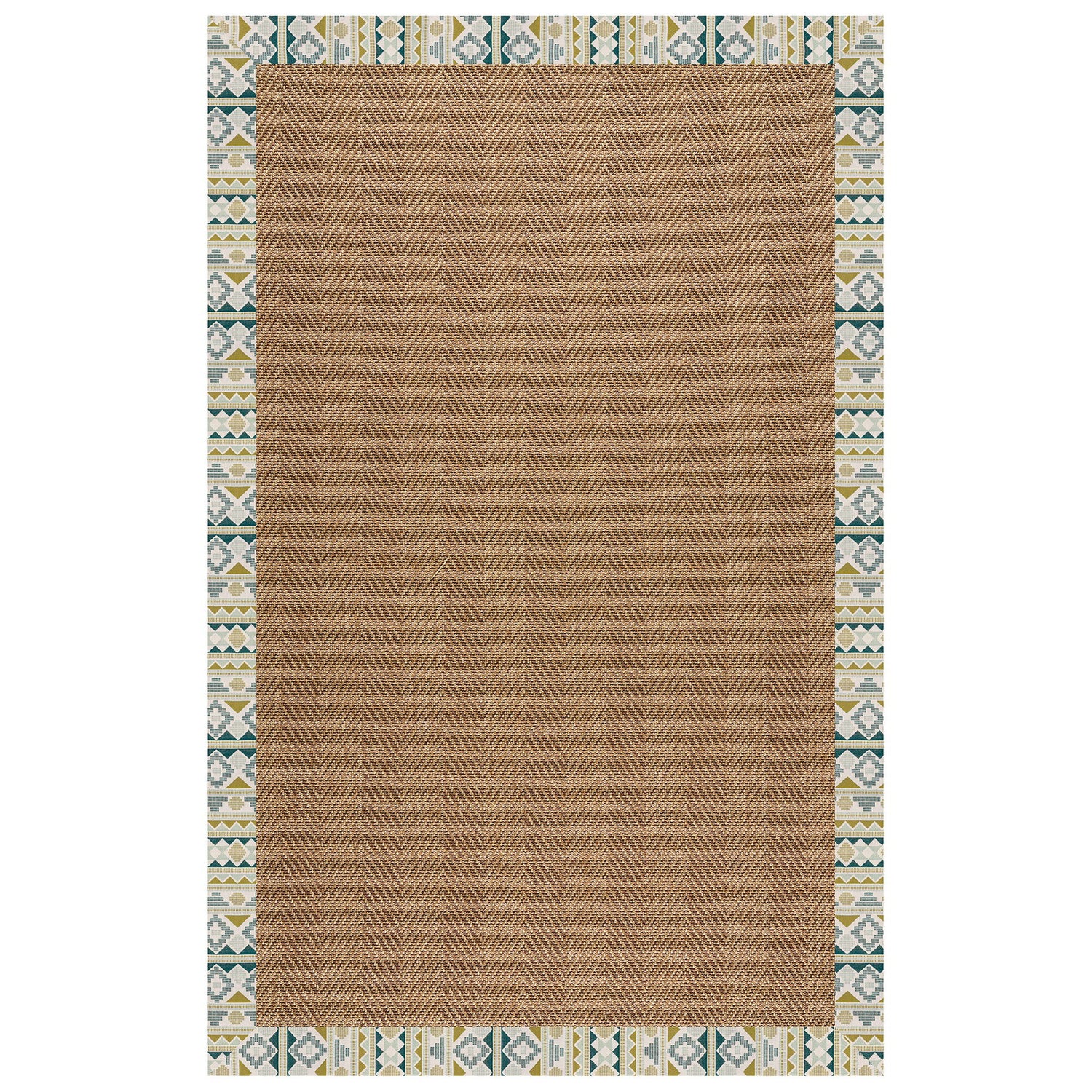 Islamorada-Herringbone - Indoor/Outdoor Bordered Rug - Inca Lime