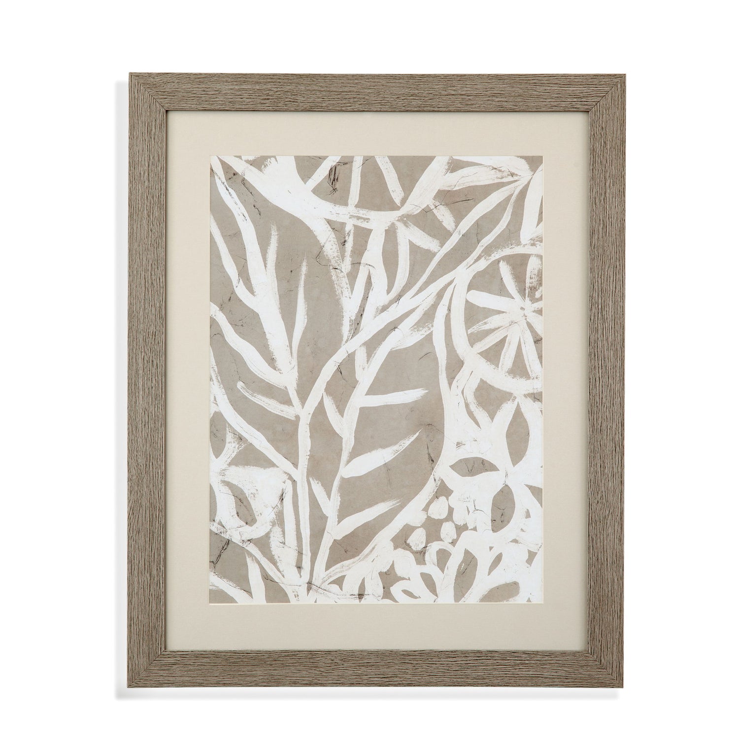 Mudcloth Foliage I Framed Print - Light Brown
