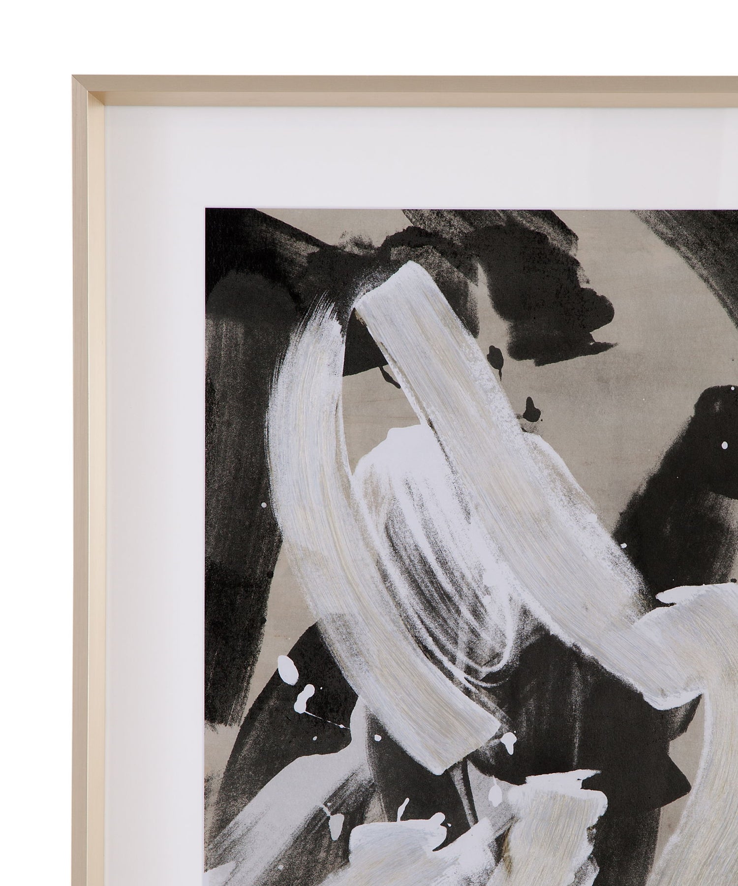 Ink Wash Gesture Framed Print (Set of 2) - Beige / Black