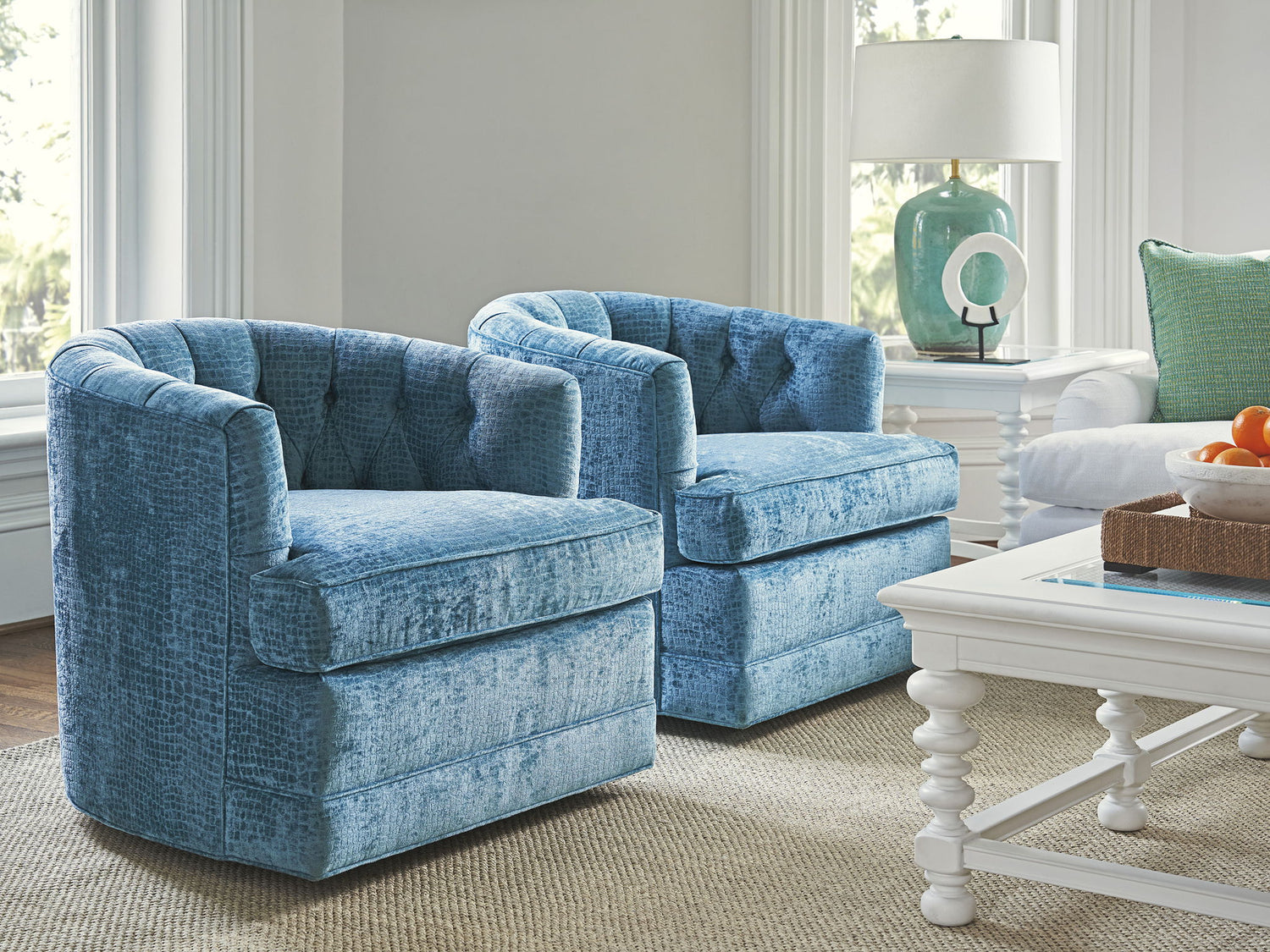 Barclay Butera Upholstery - Cliffhaven Swivel Chair - Blue