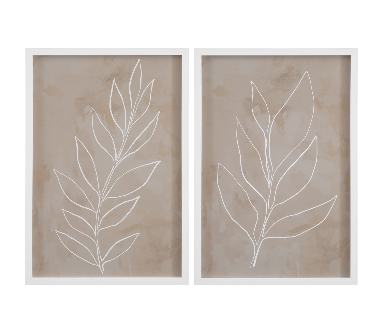 Leaf Line Art II Framed Print - Light Brown