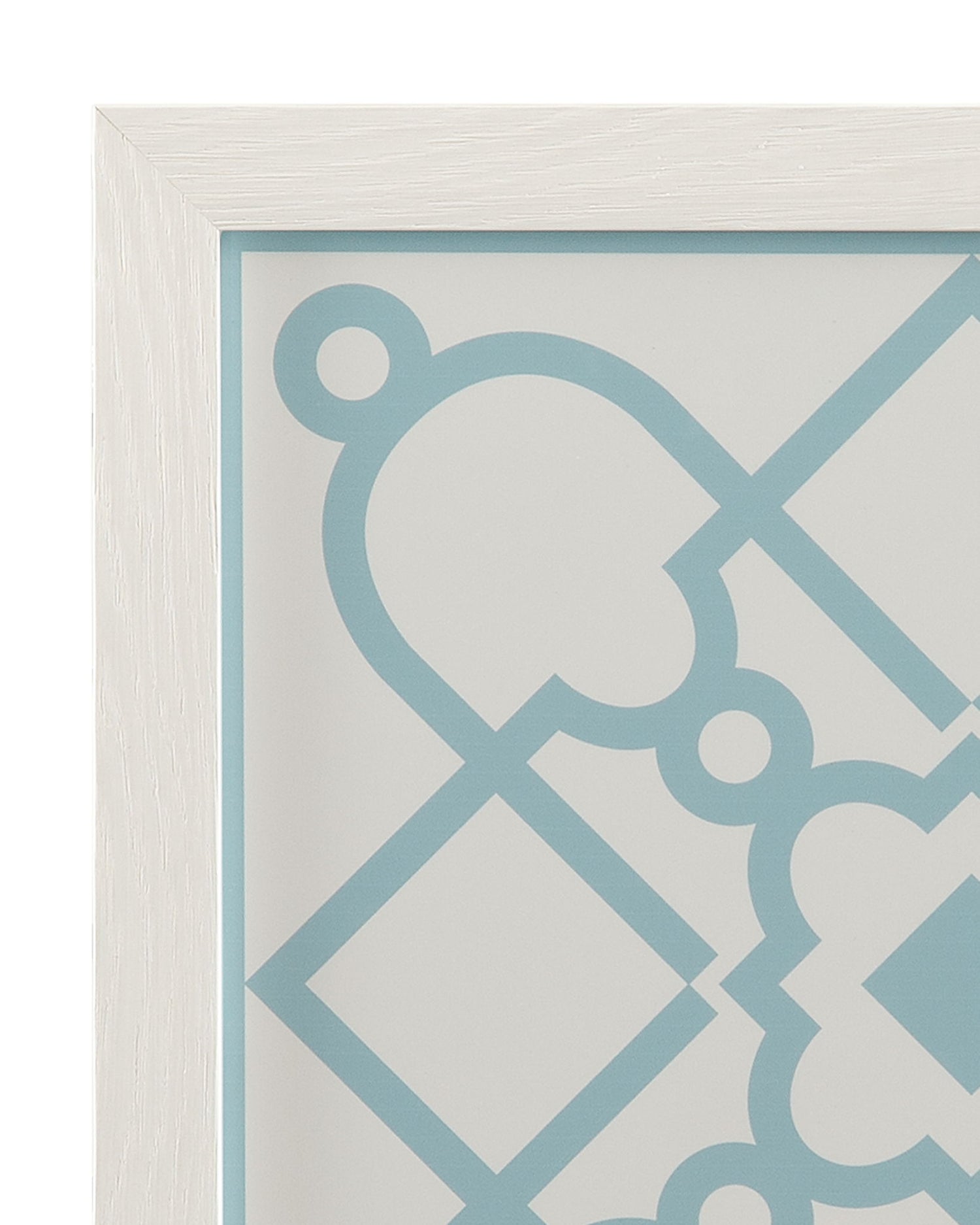 Tile Motif IV Framed Print - White / Light Blue