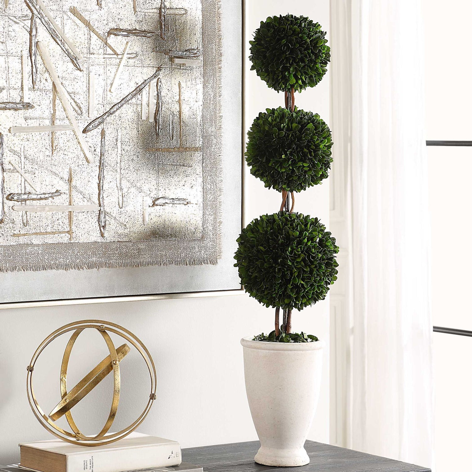 Preserved Boxwood - Triple Topiary - Green