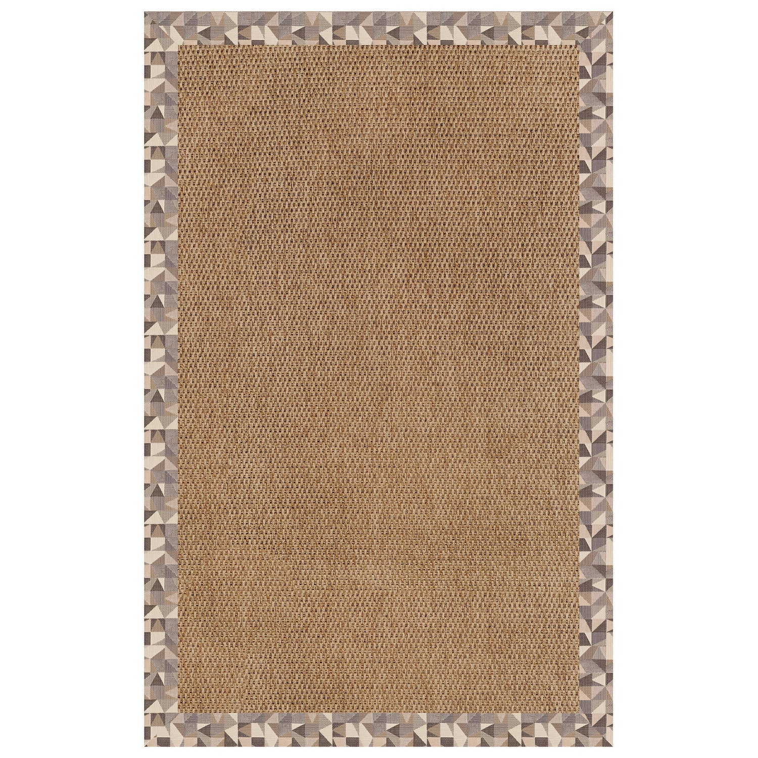 Islamorada-Basketweave - Indoor/Outdoor Bordered Rug - Geo Bronze